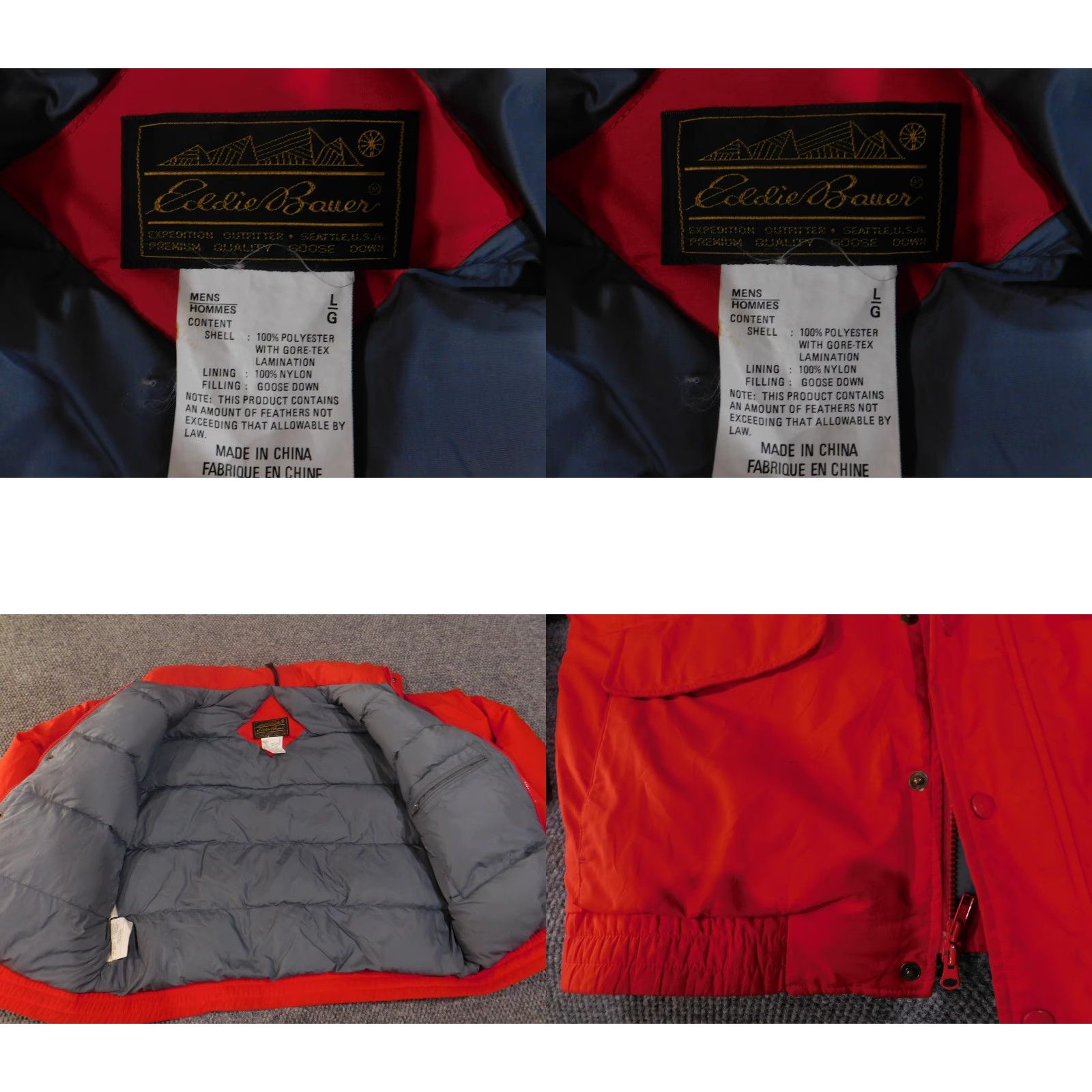 Eddie Bauer Eddie Bauer Jacket Mens Large Red Gore-Tex Goose Down Hooded Insulated Puffer Size US L / EU 52-54 / 3 - 8 Thumbnail
