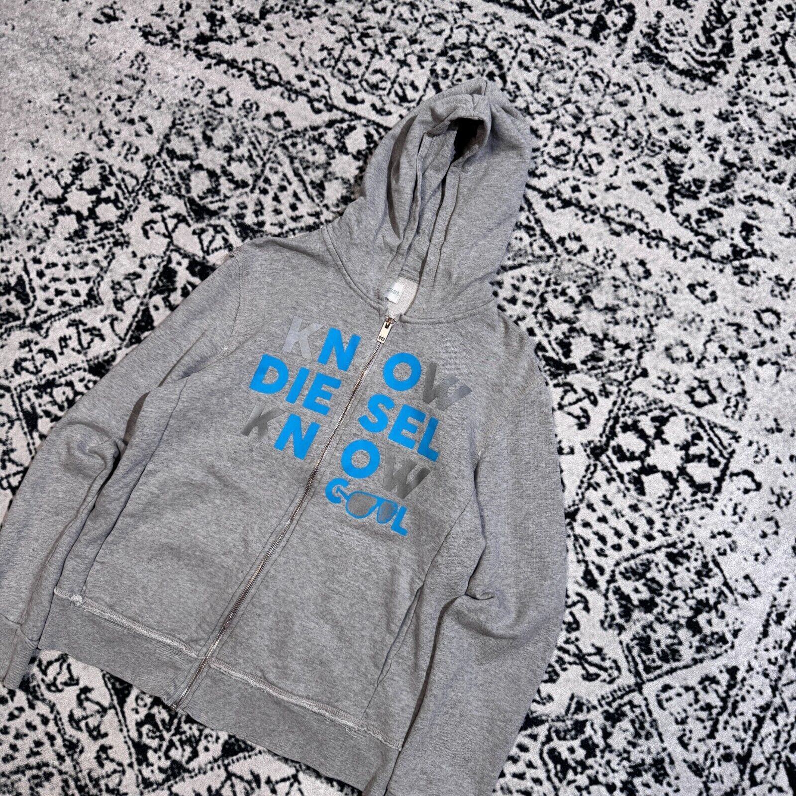 Diesel × Vintage Vintage Diesel Unisex Gray Cotton Hoodie Size S Y2k 90s Size US S / EU 44-46 / 1 - 2 Thumbnail