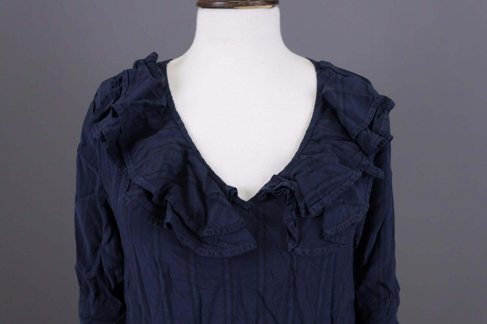 Designer Manila Grace Blue 3/4 Sleeve V-Neck Midi Dress 44 / M Size M / US 6-8 / IT 42-44 - 5 Thumbnail