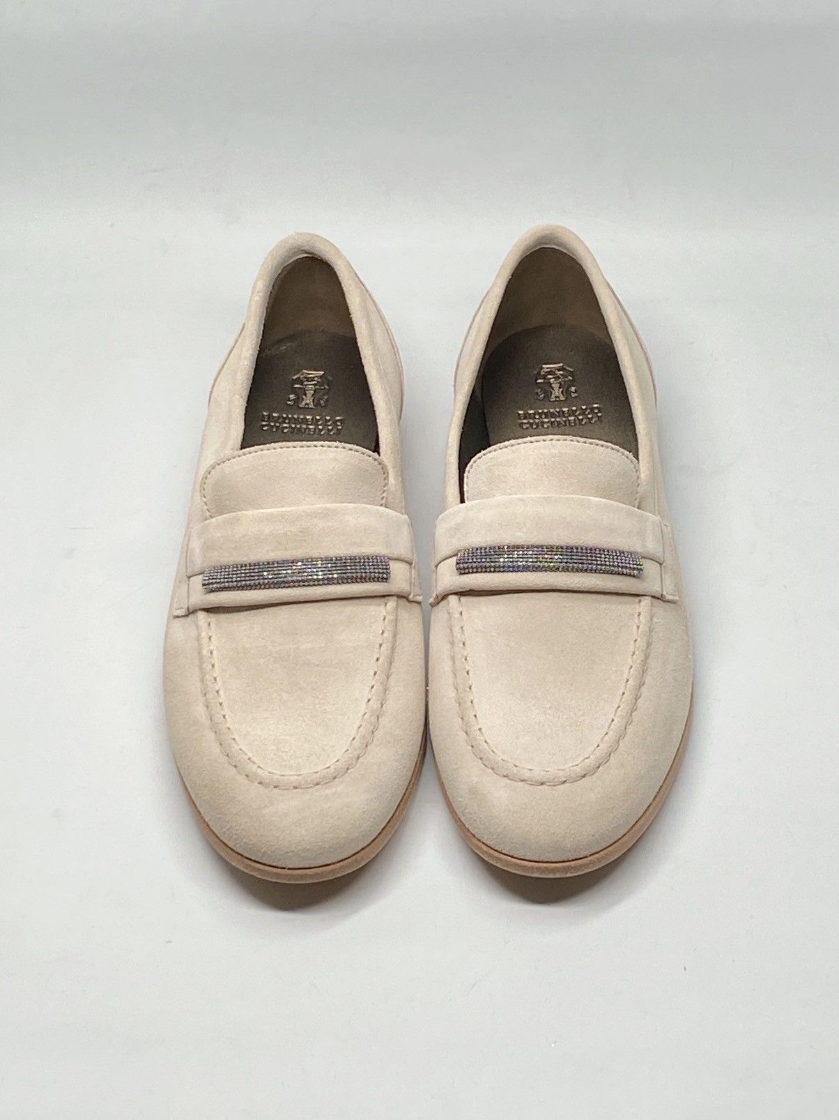 Brunello Cucinelli Embellished Suede Leather Loafers size 37