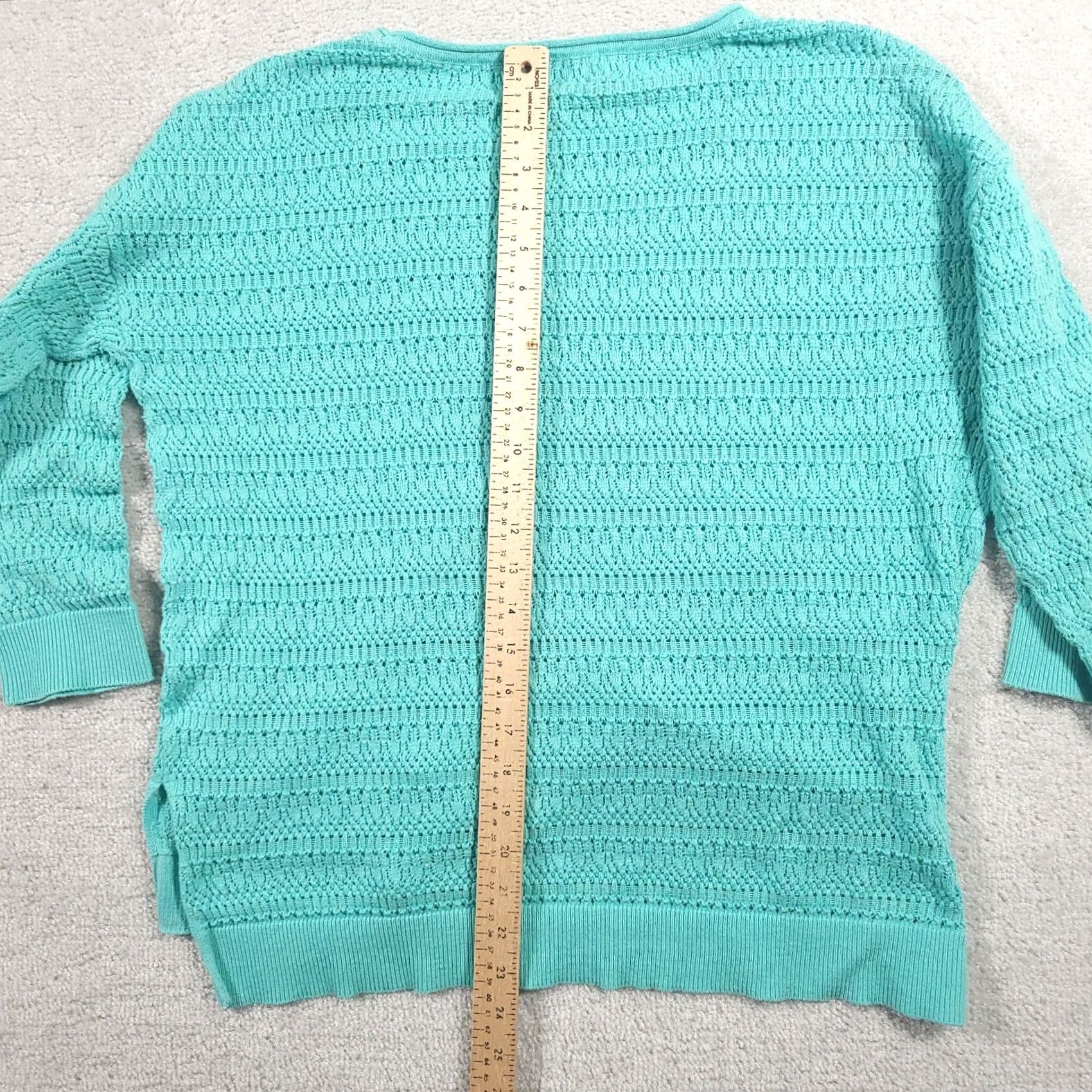 Vintage St. John's Bay Sweater Women's Large Green Round Neck Classic Open Knit 3/4 Sleeve Size L / US 10 / IT 46 - 7 Thumbnail