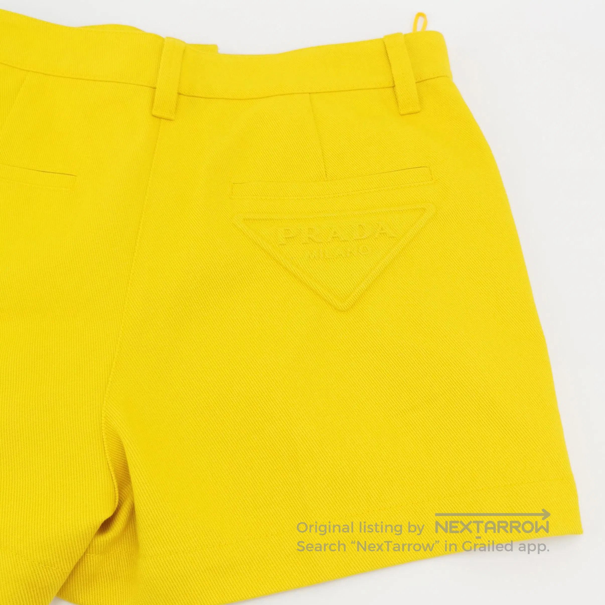 Prada Prada Yellow Cotton Triangle Logo Shorts . Size 39" - 2 Thumbnail