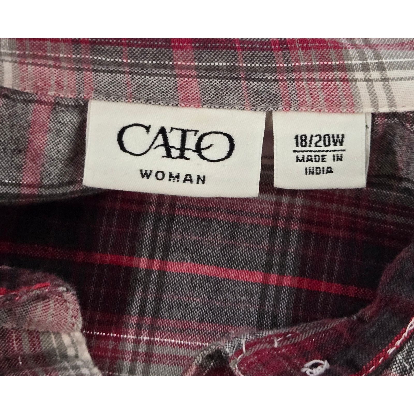 Other Cato Woman Red Burgundy Plaid Henley Top 18W/20W Plus Size XXL / US 16-18 / IT 52-54 - 5 Thumbnail