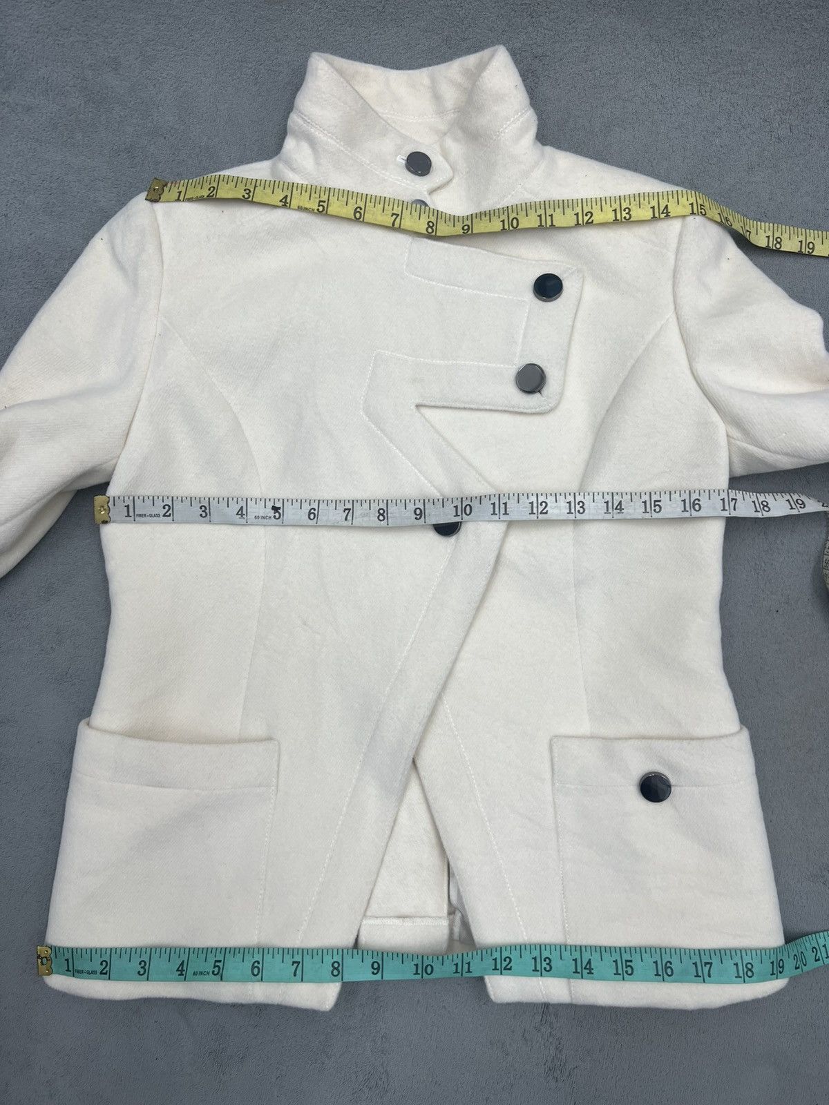Karl Lagerfeld KARL LAGERFELD ASYMMETRICAL BUTTON WOOL JACKET Size S / US 4 / IT 40 - 12 Thumbnail