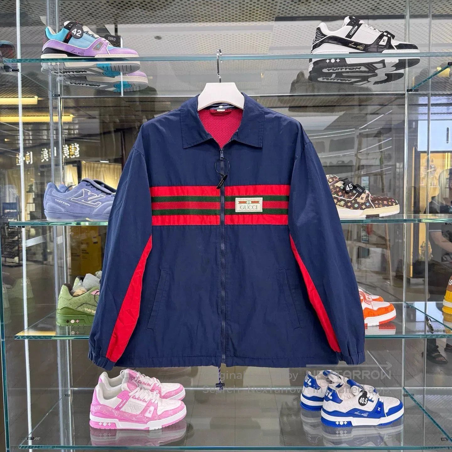 Gucci Red Blue Colorblock Zip Jacket.