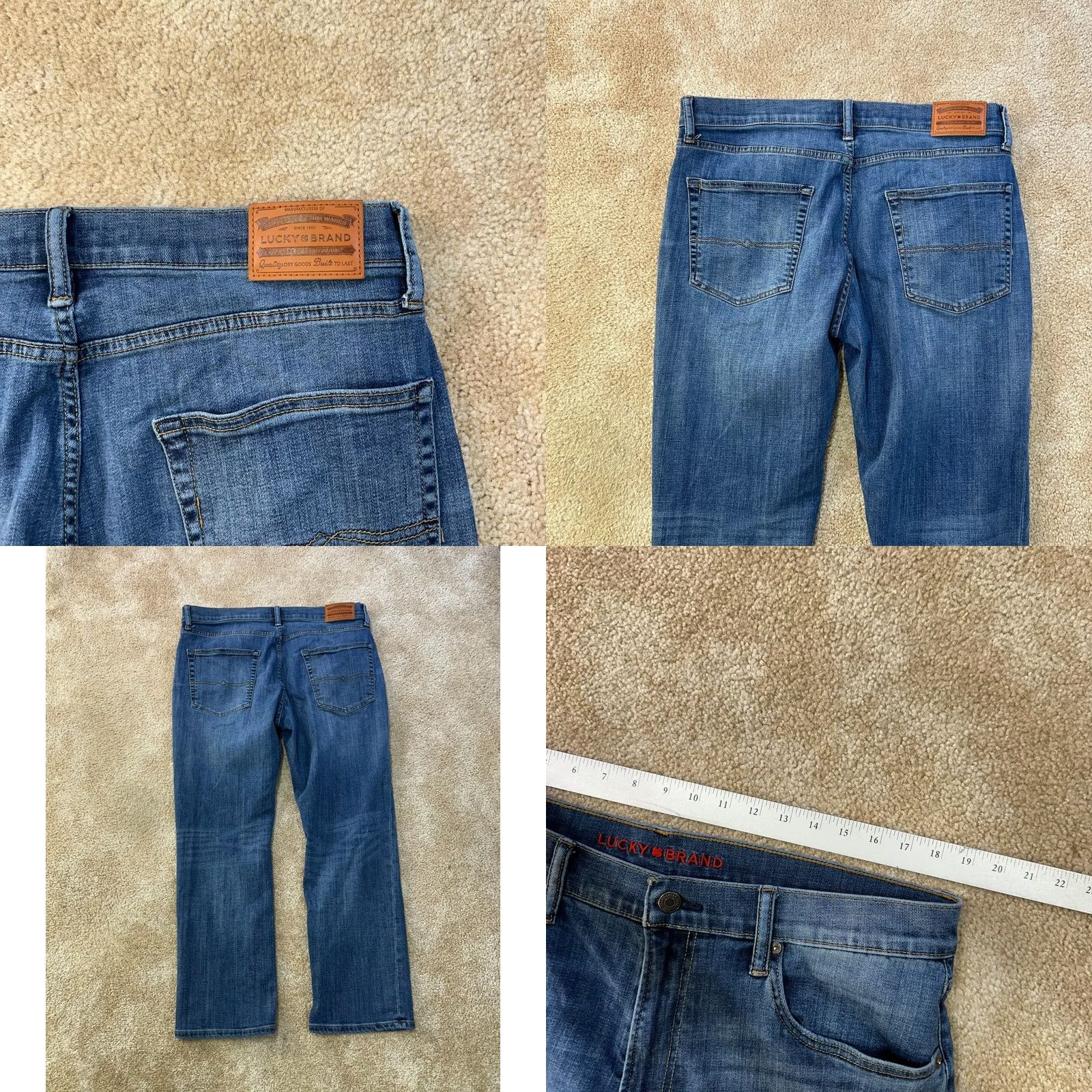 Lucky Brand Lucky Brand 223 Straight Jeans Men's 36x30 Blue Denim Pants Stretch Regular Rise Mid 5-Pocket Denim Color Blue Size US 36 / EU 52 - 8 Thumbnail