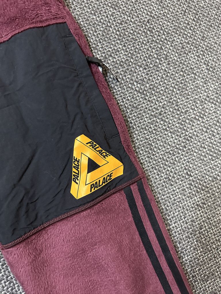 Adidas × Palace polar fleece track pants maroon Size US 30 / EU 46 - 3 Thumbnail