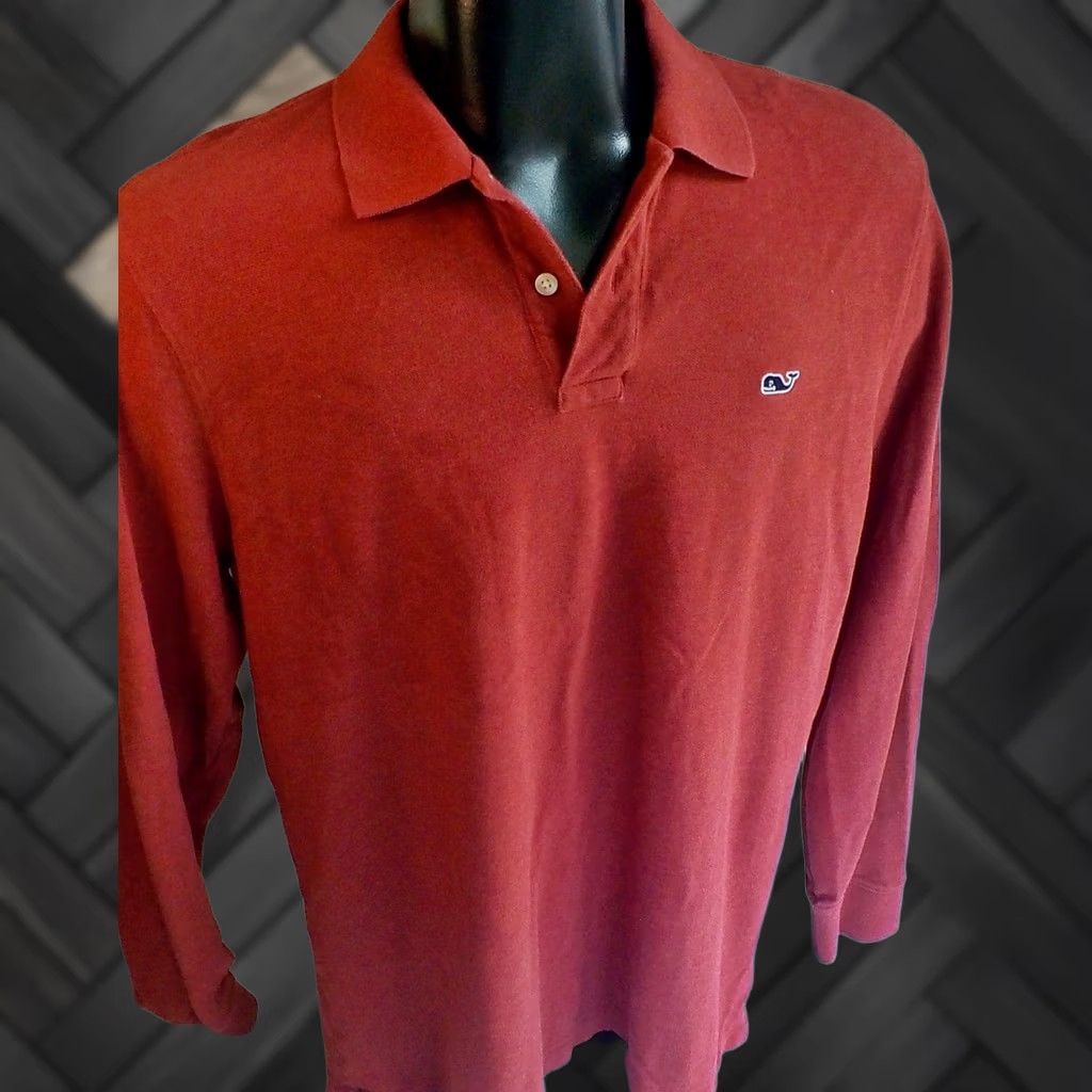 Vineyard Vines VINEYARD VINES Polo Shirt Red MEDIUM Long Sleeve 100% Cotton Size US M / EU 48-50 / 2 - 1 Thumbnail