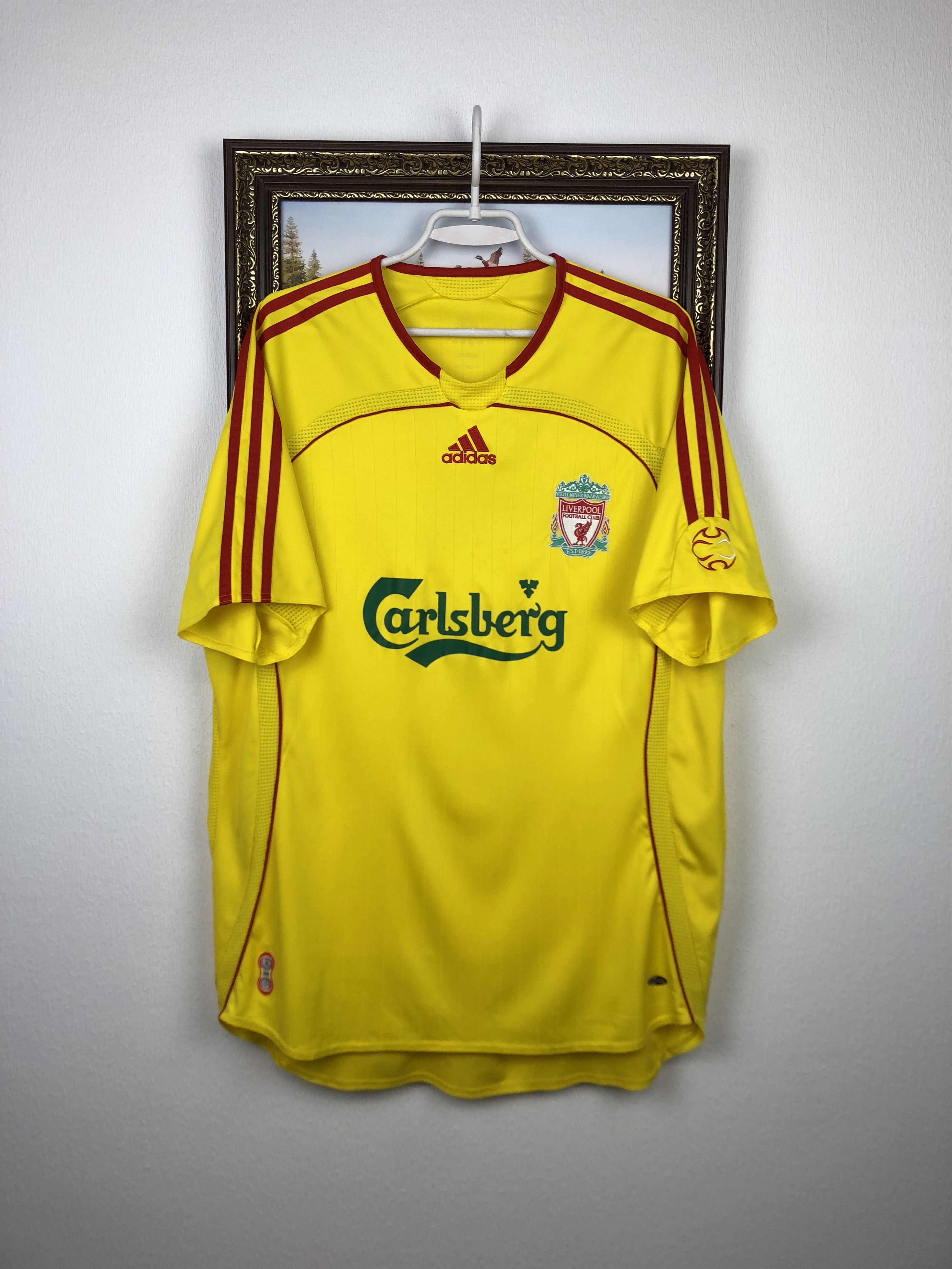 Vintage Liverpool football shirt 2006 Soccer Yellow Jersey Trikot Size US XL / EU 56 / 4 - 1 Thumbnail