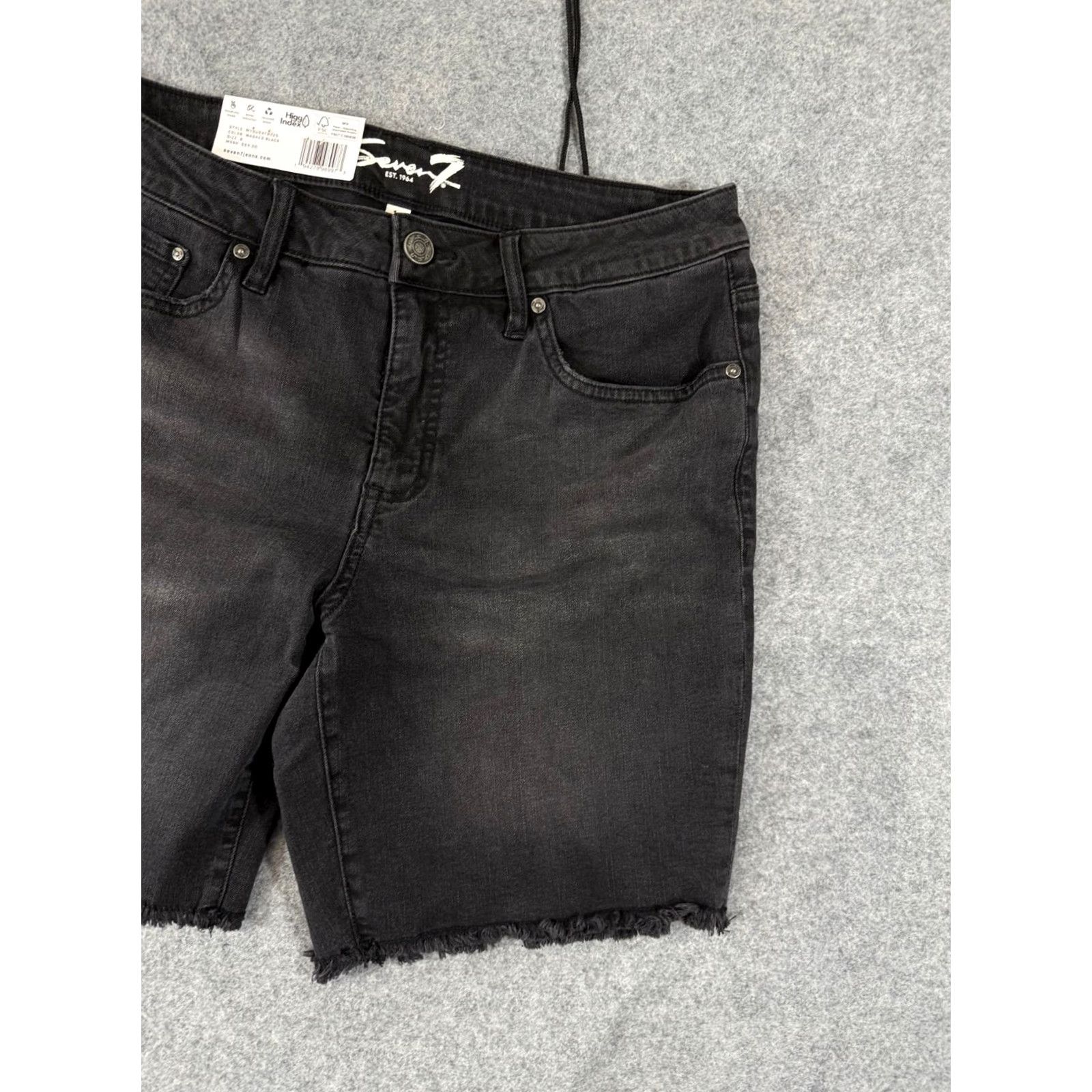 Vintage Seven7 Bermuda Shorts Womens 8 Washed Black Relaxed Fit Mid Rise Frayed Hem Pockets NWT Size 30" / US 8 / IT 44 - 4 Thumbnail