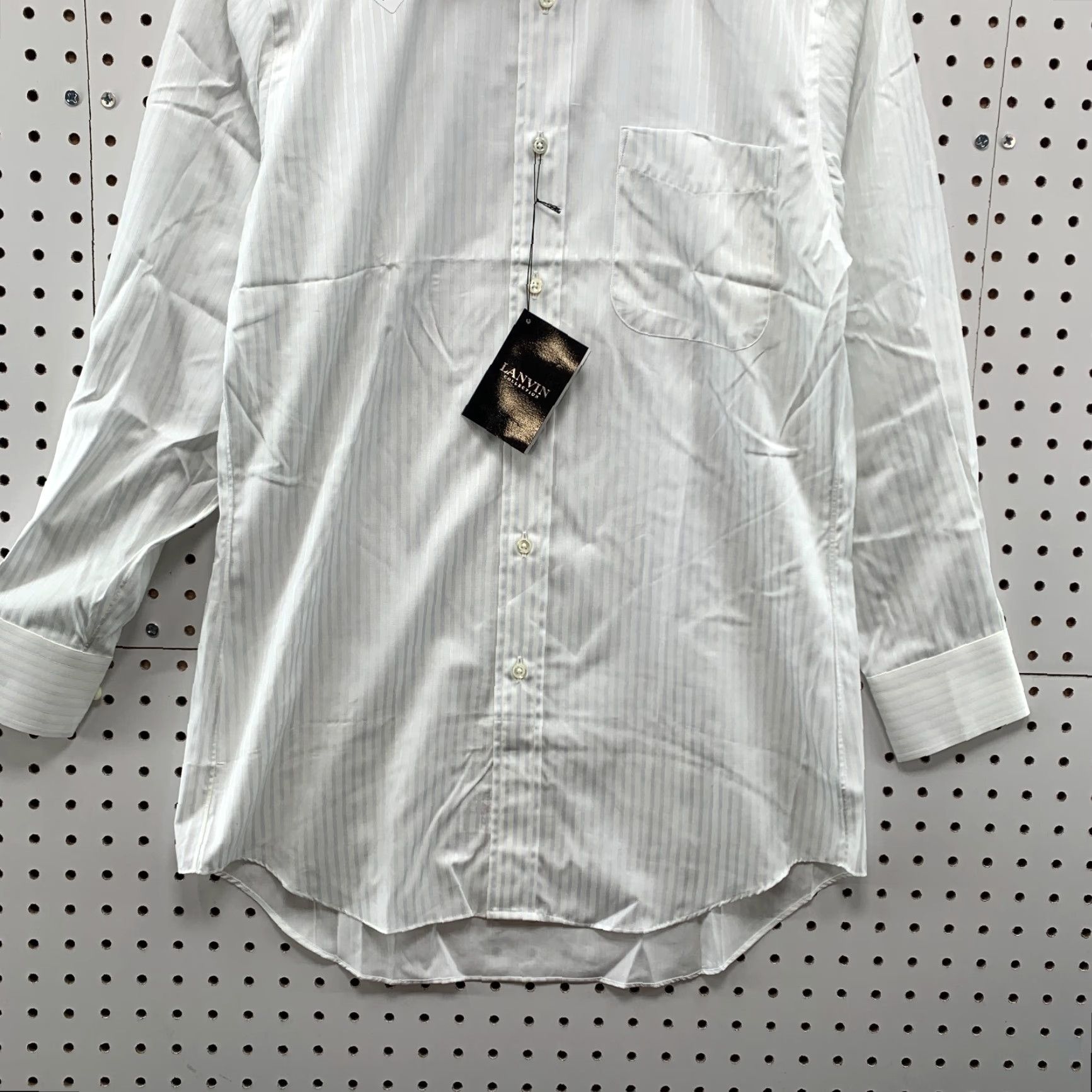 Lanvin VINTAGE Lanvin Dress Shirt White Striped Long Sleeve Mens Size Small 20x32 38 78 Size 36R - 6 Thumbnail
