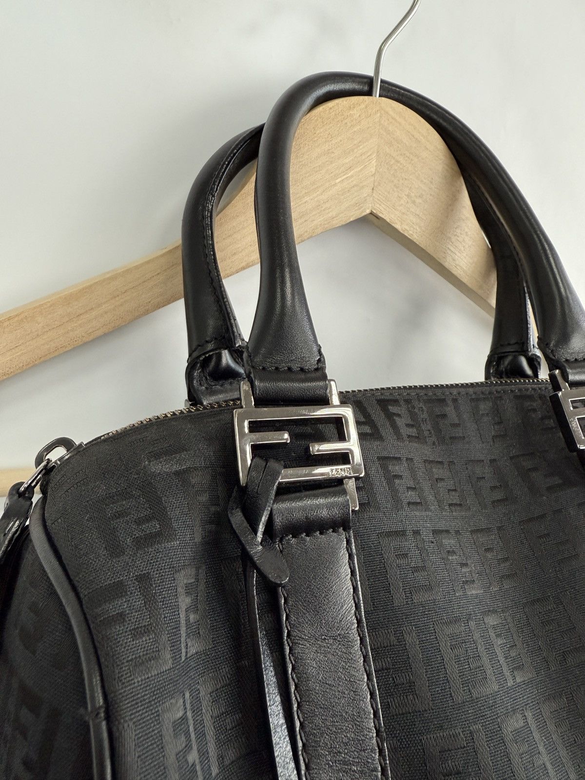 Fendi × Vintage FENDI Zucchino Mini Boston Bag Jacquard 8BL068 Black Handbag Size ONE SIZE - 5 Thumbnail