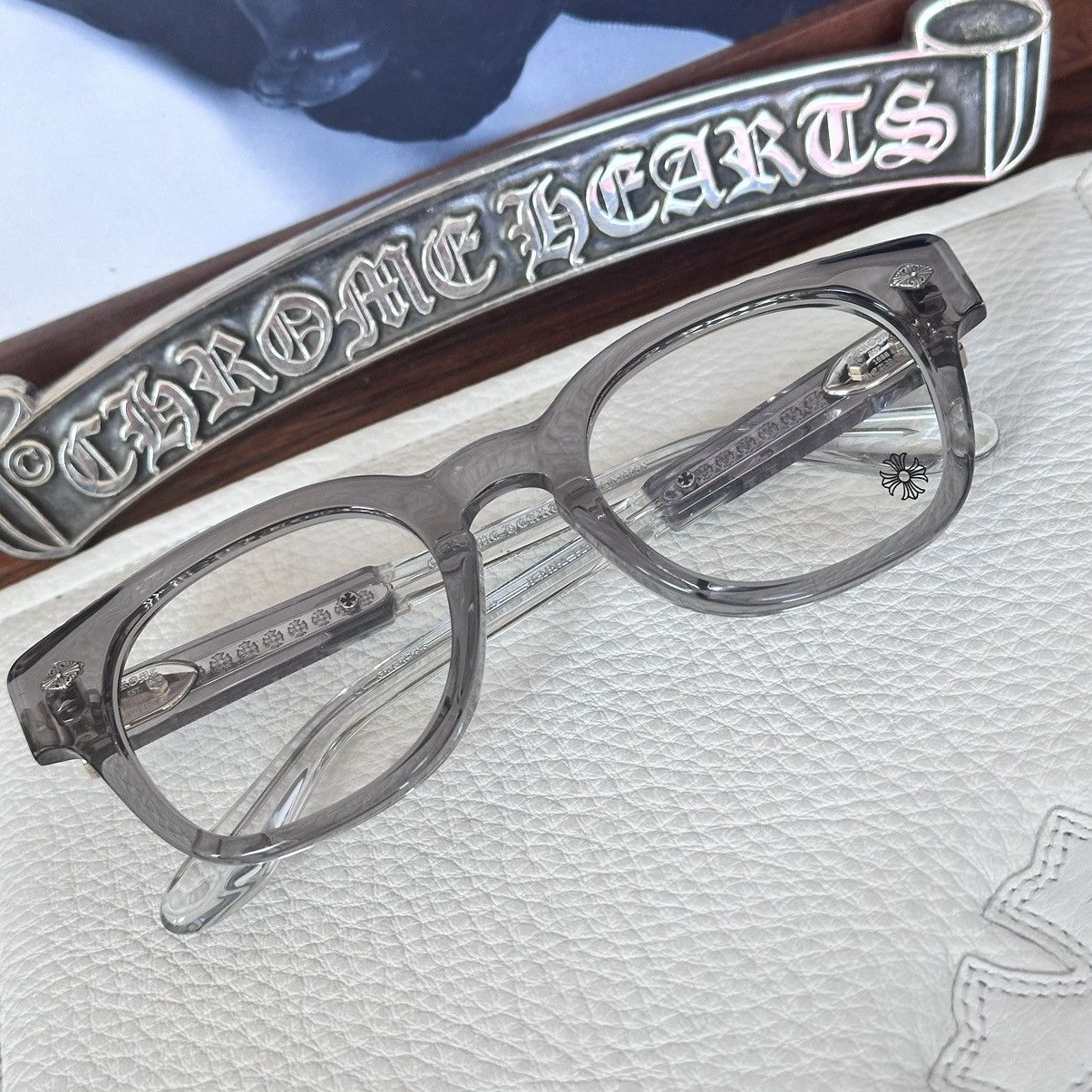 Pre-owned Chrome Hearts Jenna Tail Ya Glasses In Crystal