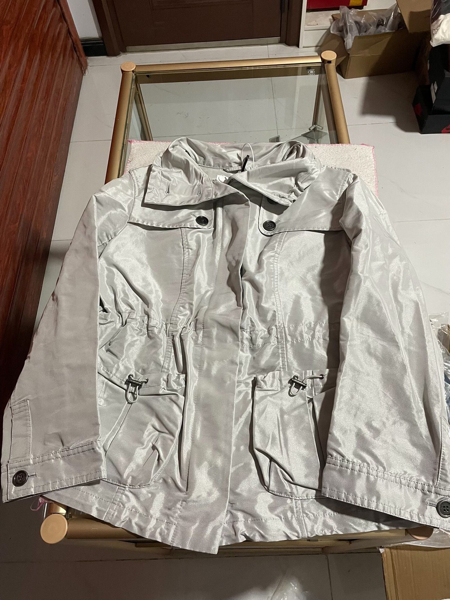 Burberry Burberry Silver Nylon Trench Coat Size L / US 10 / IT 46 - 1 Thumbnail
