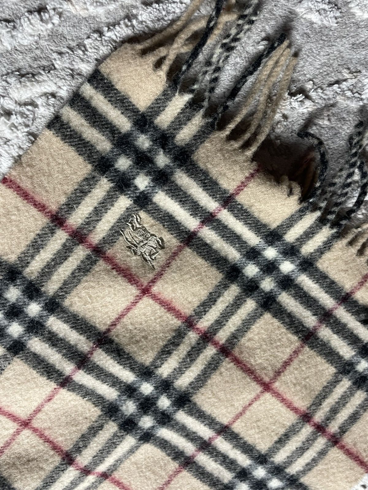 Burberry × Vintage Burberry Lambswool Scarf Made in England 90s Size ONE SIZE - 4 Thumbnail