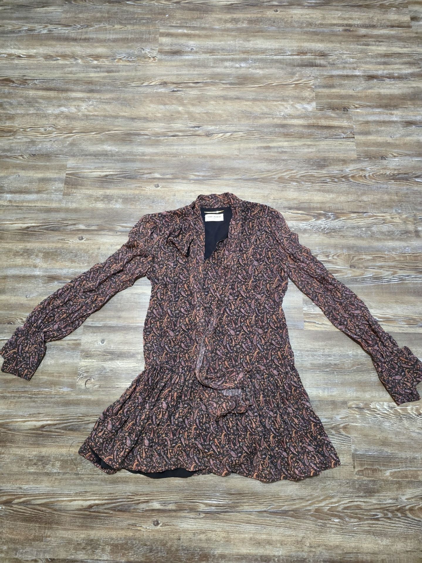 Saint Laurent Paris Paisley silk dress Size XS / US 0-2 / IT 36-38 - 2 Thumbnail