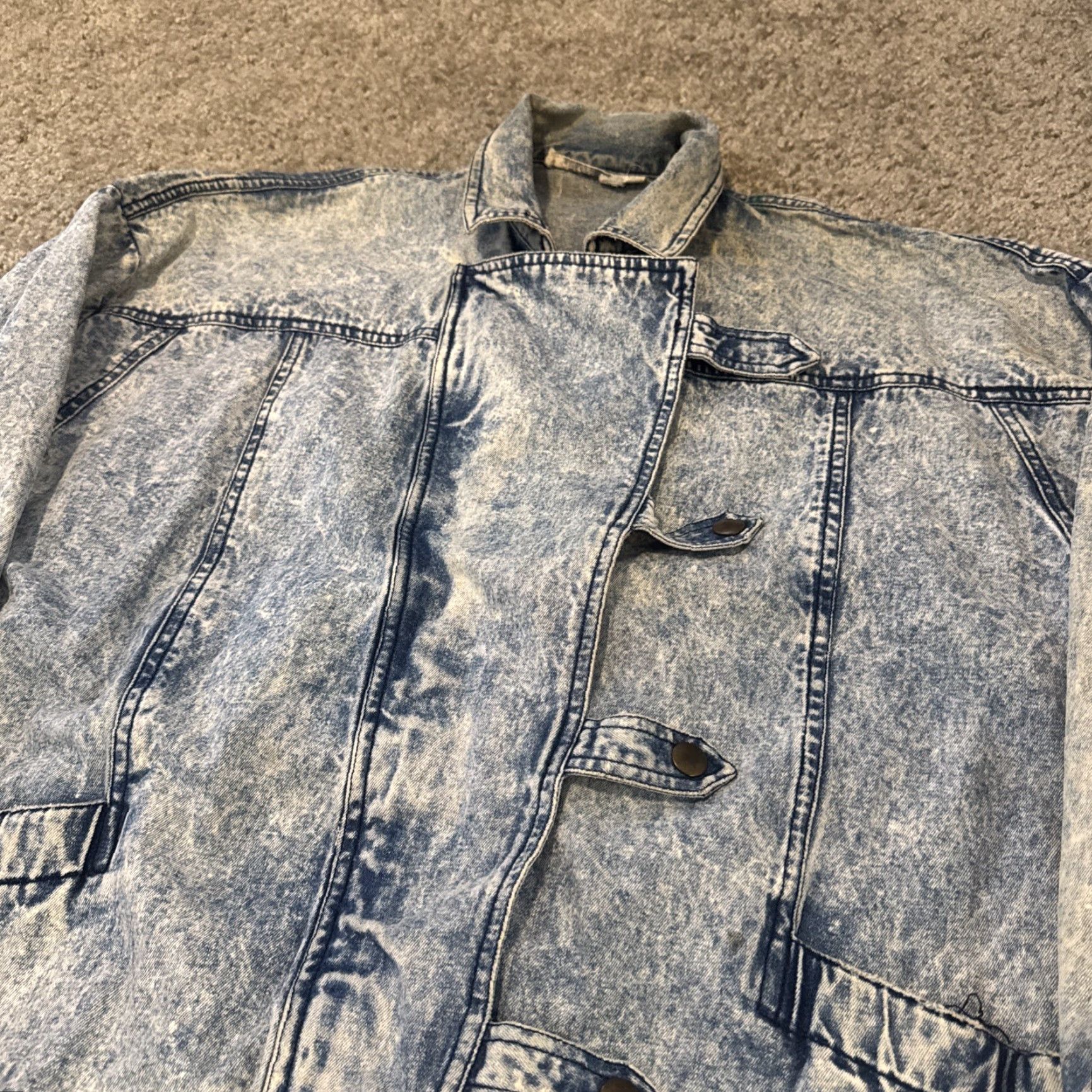 J Brand VINTAGE 80s Acid Wash Full Zip Cross Latch Button Upper Class Petites Brand S Jacket Blue Women's Biker 80s Theme, Cotton, Petite S, Women Size S / US 4 / IT 40 - 4 Thumbnail