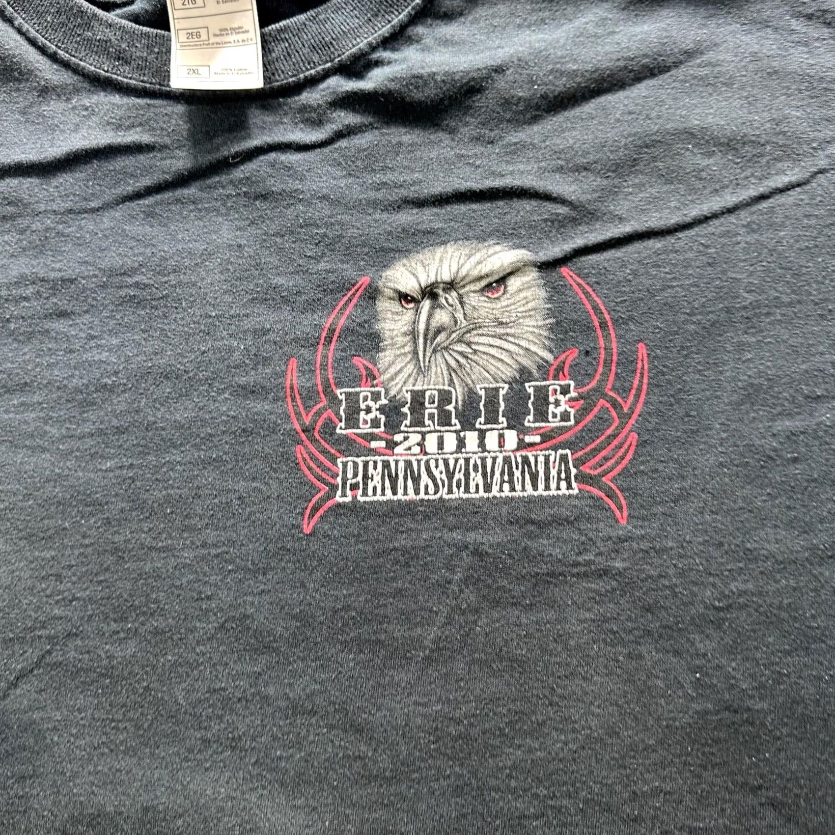 Fruit Of The Loom Fruit of the Loom Shirt Mens 2XL Black Graphic Tee VTG Erie Pennsylvania Eagles Logo Crew Neck Short Sleeve Cotton Jersey Size US XXL / EU 58 / 5 - 3 Thumbnail