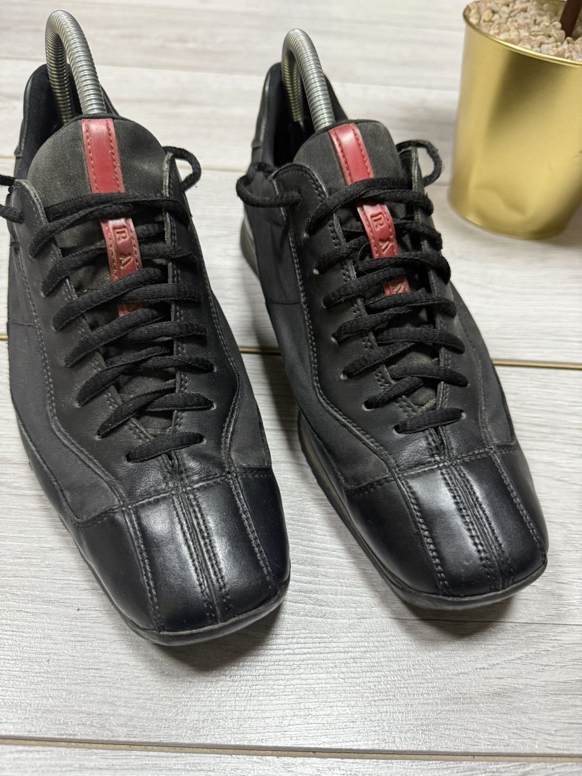 Prada Prada red tab square vintage nylon leather sneakers logo Size US 9 / IT 39 - 2 Thumbnail