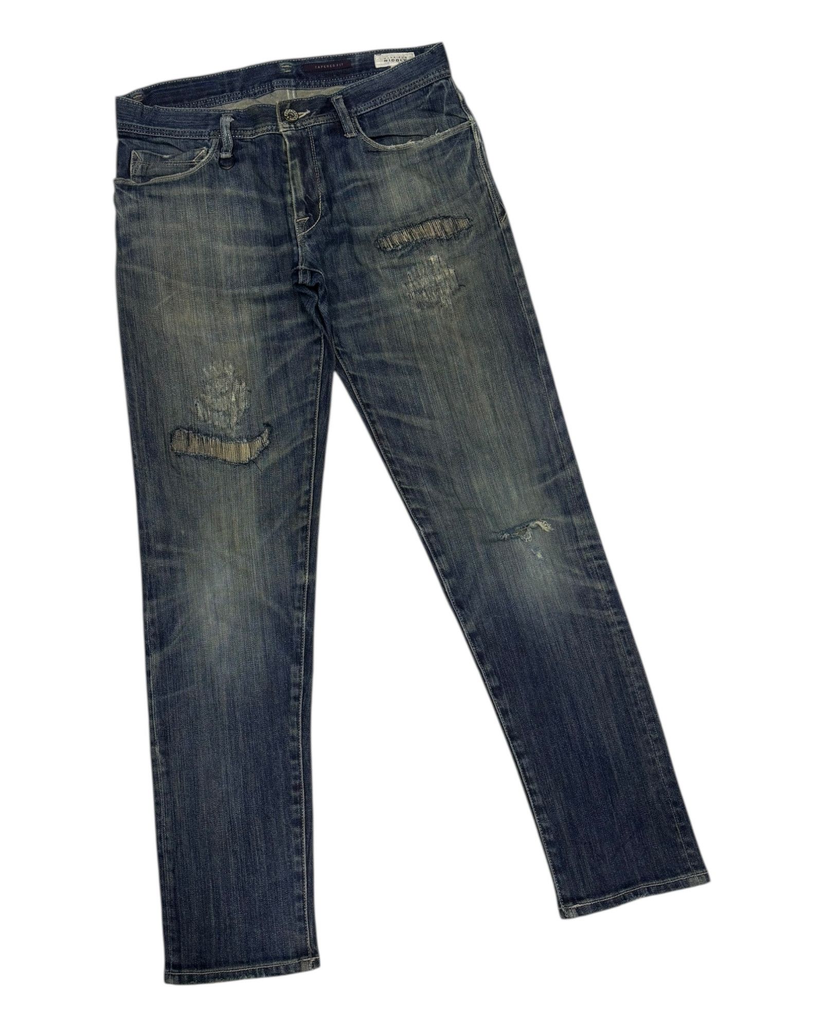 Le Grande Bleu (L.G.B.) × Nicole Club × Tornado Mart Nicole Monsieur Tapered Fit Distressed Denim Jeans Size US 31 - 5 Thumbnail