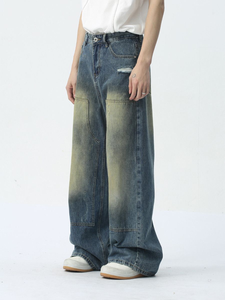 Jean Men's vintage distressed patchwork jeans Size US 32 / EU 48 - 2 Thumbnail