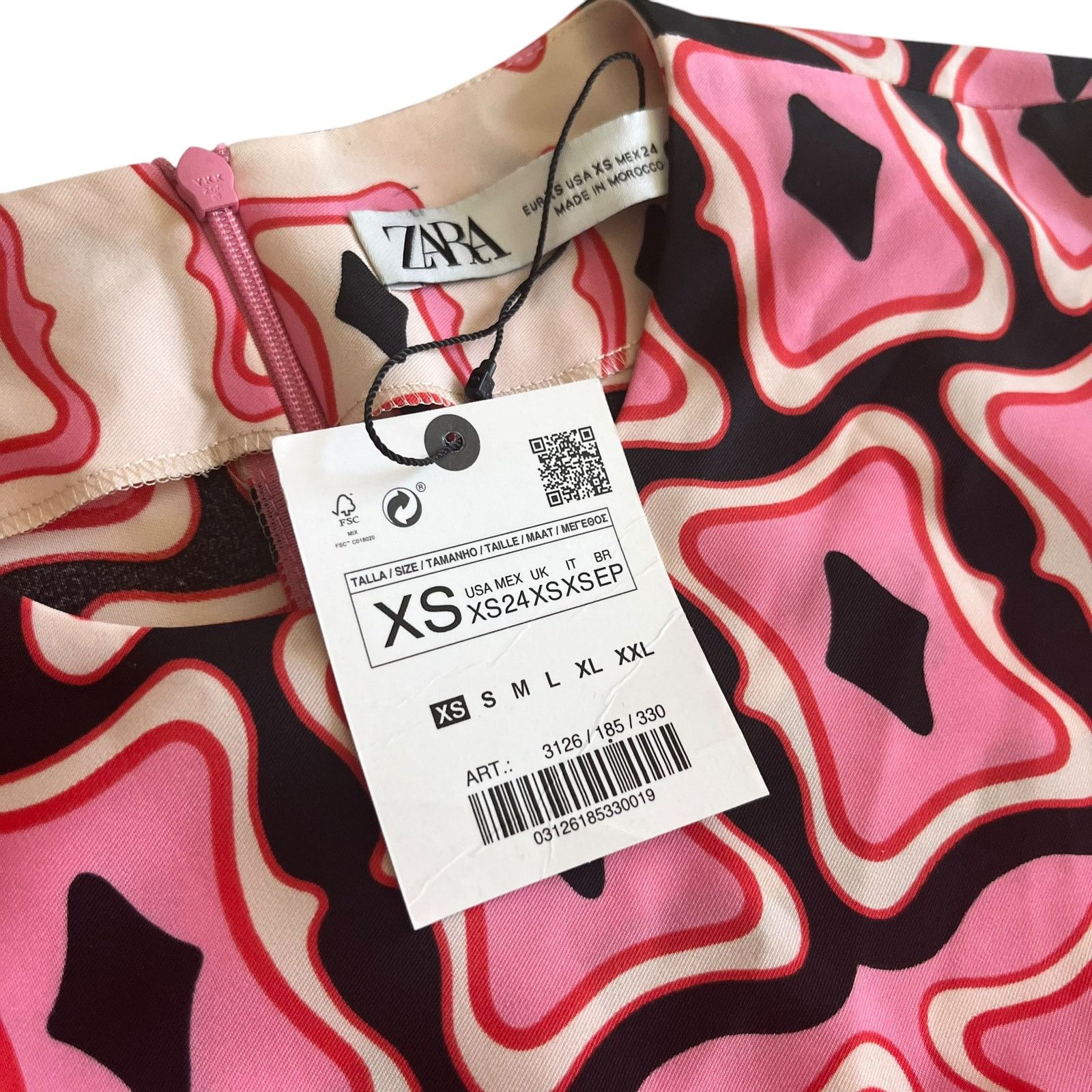 Zara Zara Pink Geometric Print Long Sleeve Resort Travel NWT Size XS / US 0-2 / IT 36-38 - 6 Thumbnail