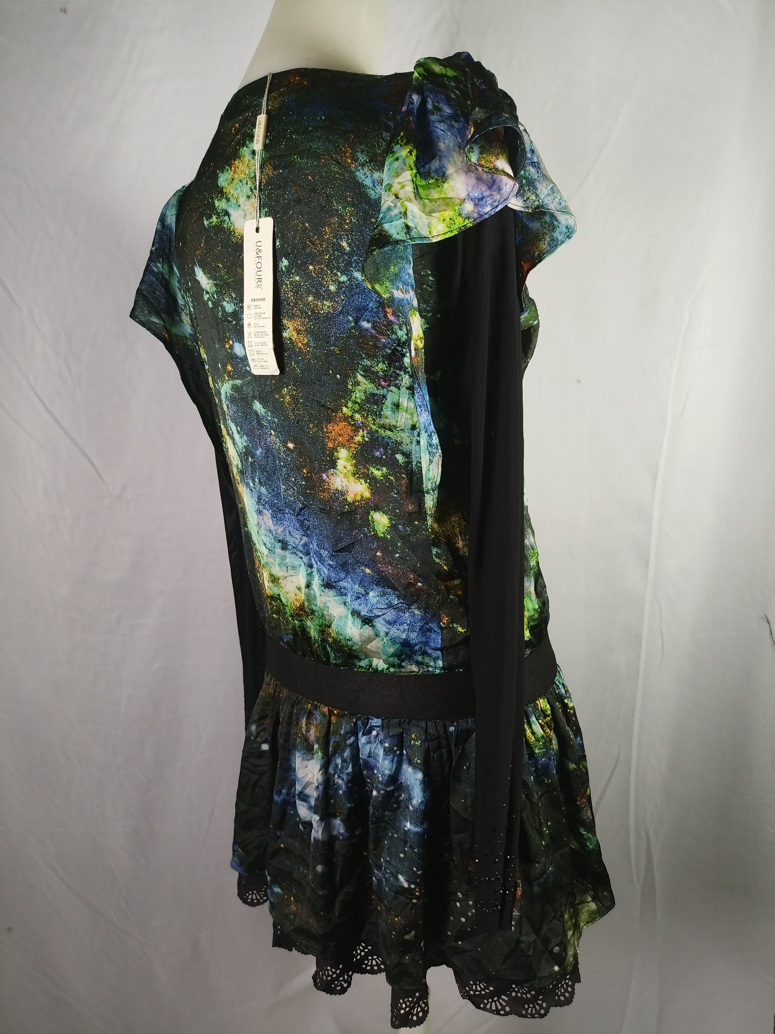 Japanese Brand OSANI Galaxi Print Long Sleeve Women Dress Size M / US 6-8 / IT 42-44 - 5 Thumbnail