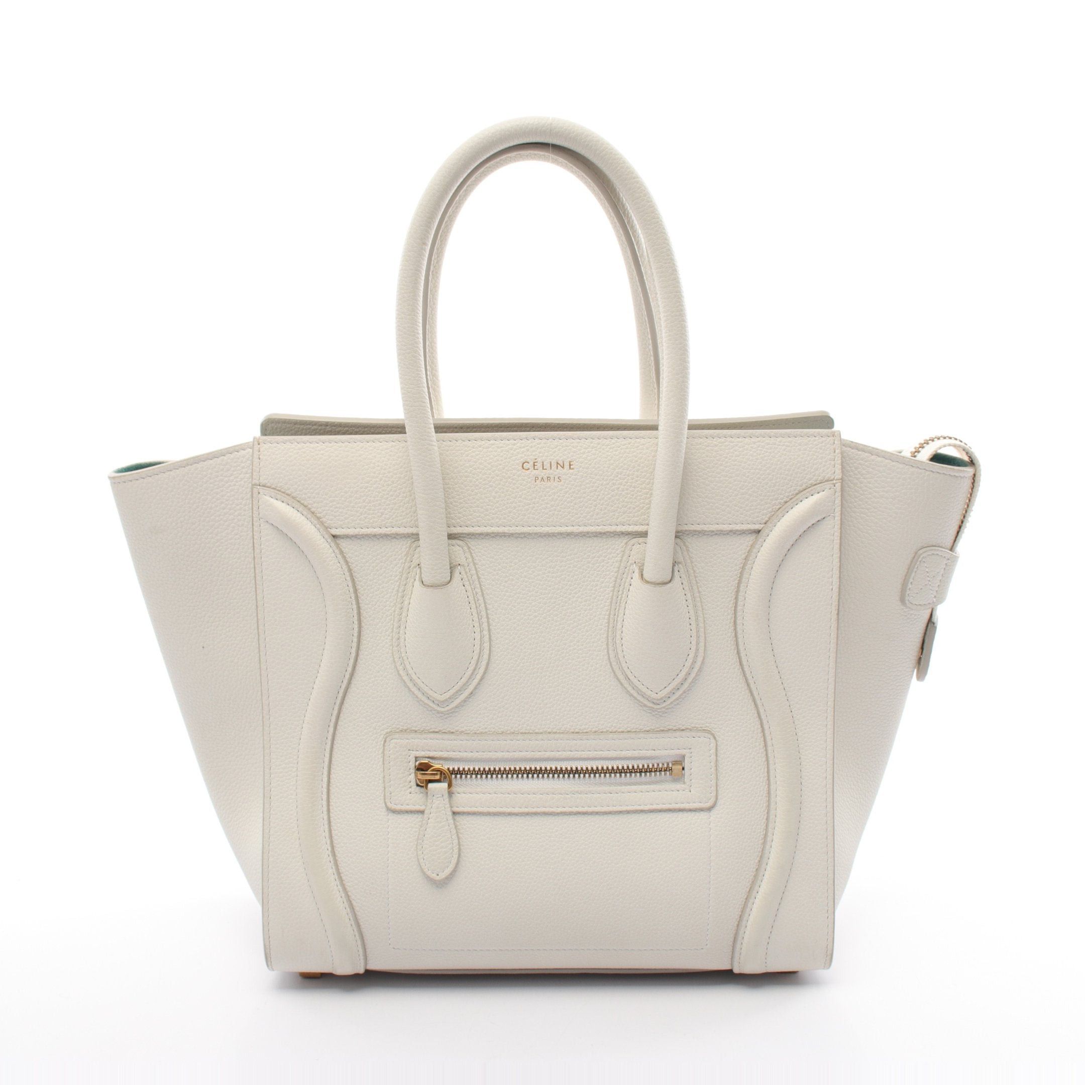 Celine Celine Luggage Micro Shopper Handbag Tote Bag Leather White Size ONE SIZE - 1 Thumbnail