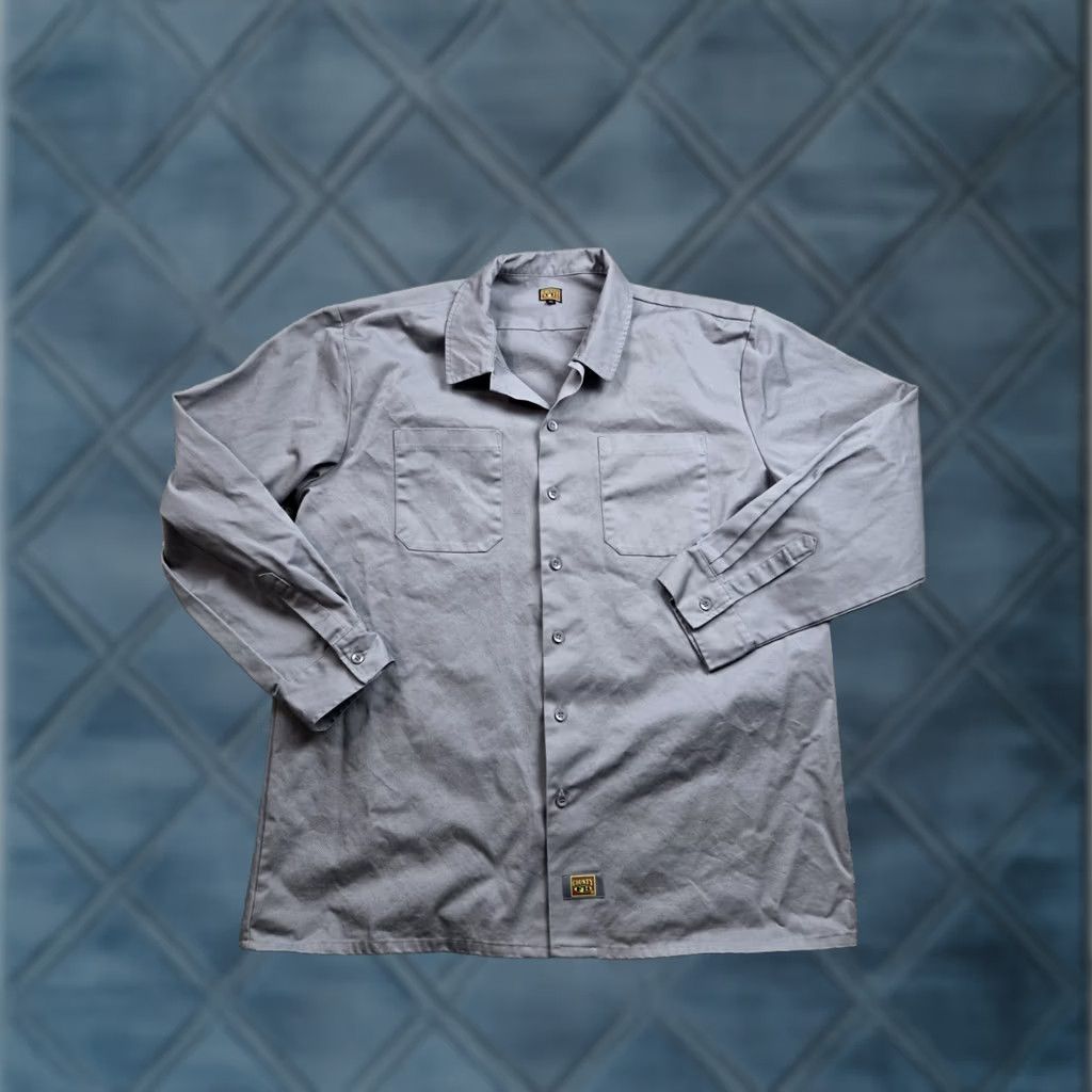 Vintage FB County Work Shirt Mens XL Gray Long Sleeve Heavyweight Twill Button Up Size US XL / EU 56 / 4 - 1 Thumbnail