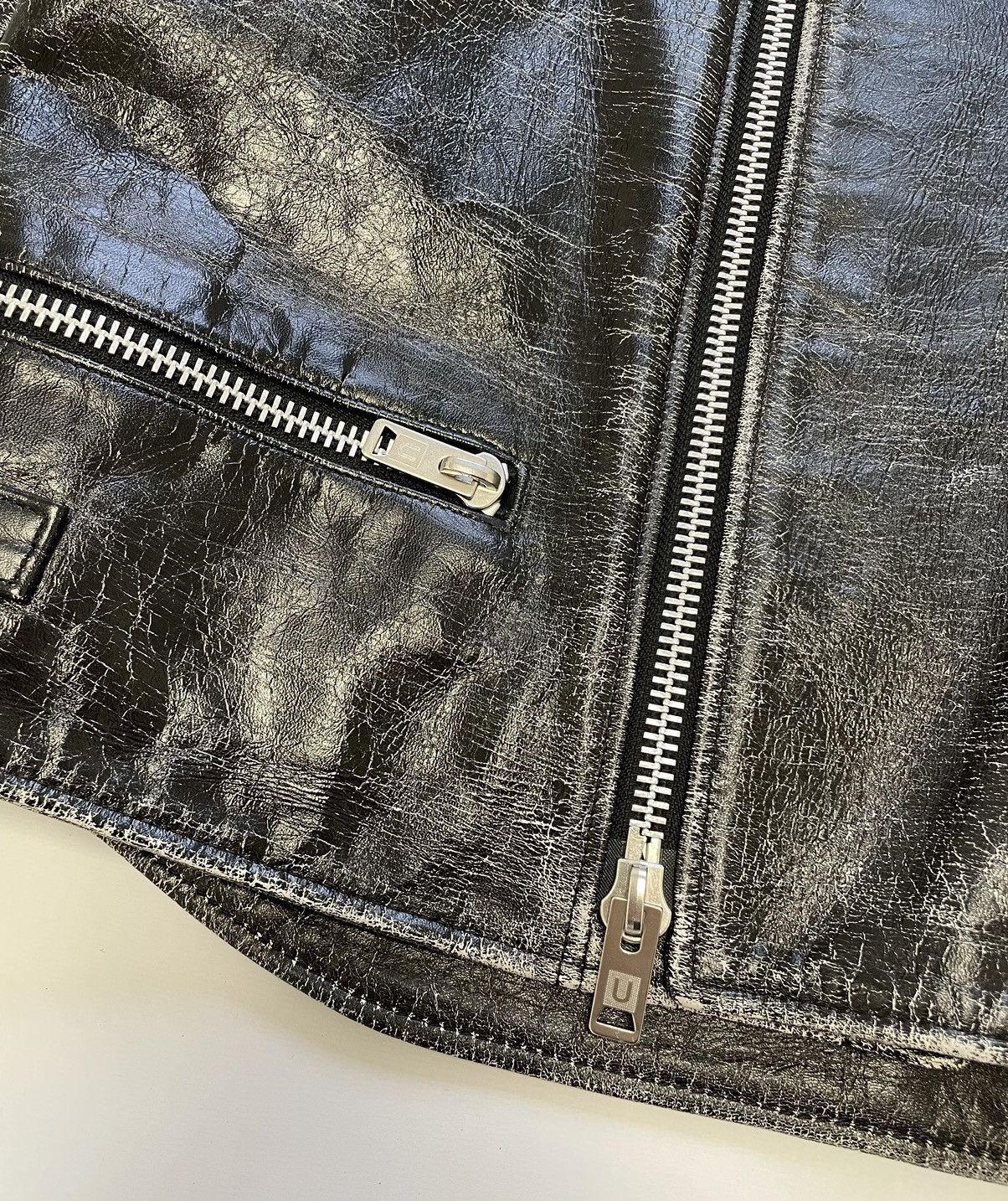 Undercover Shearling Collar Cracked Leather Jacket Size US M / EU 48-50 / 2 - 9 Thumbnail