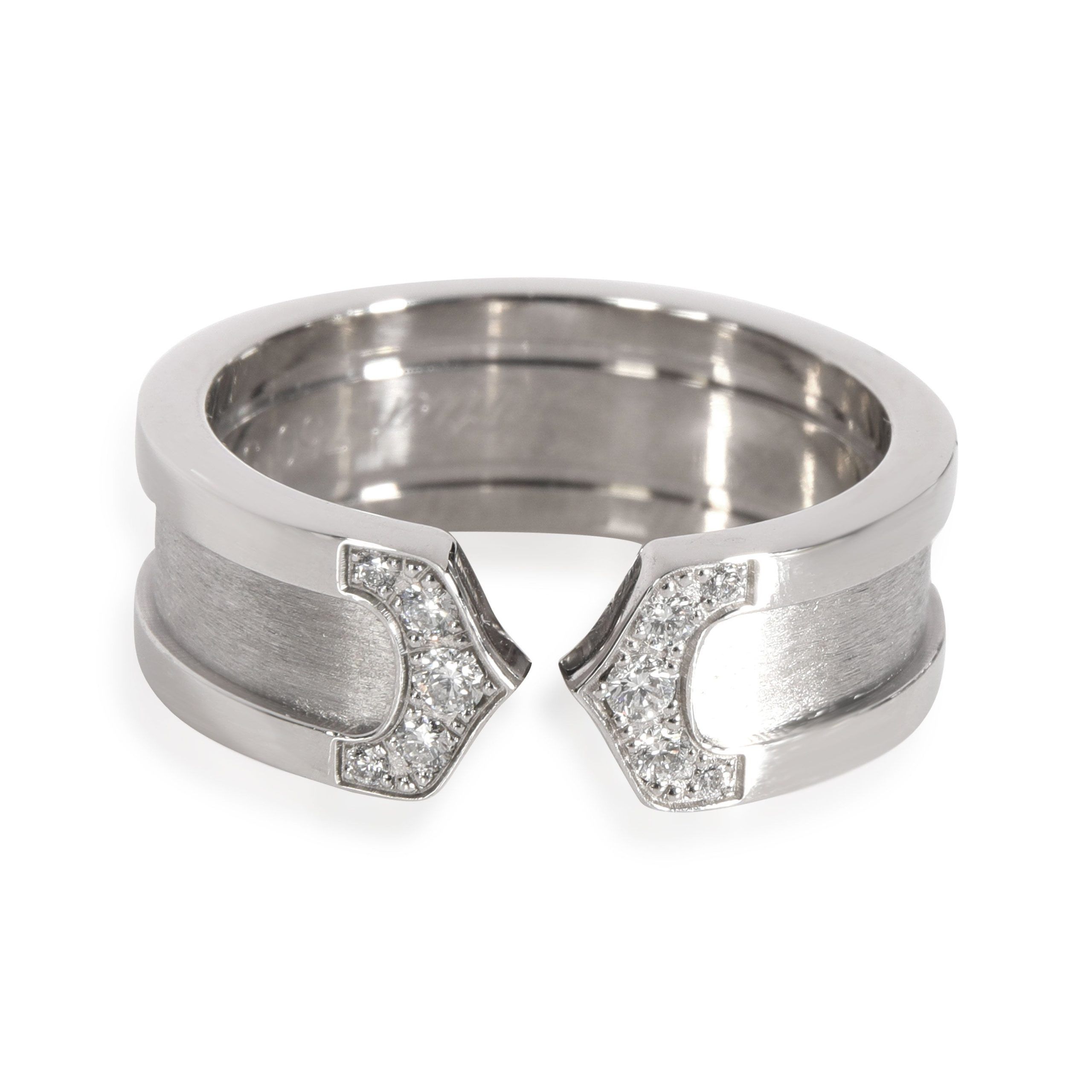 Cartier C de Cartier Diamond Ring in 18K White Gold 0.1 Ctw with Brushed Metal