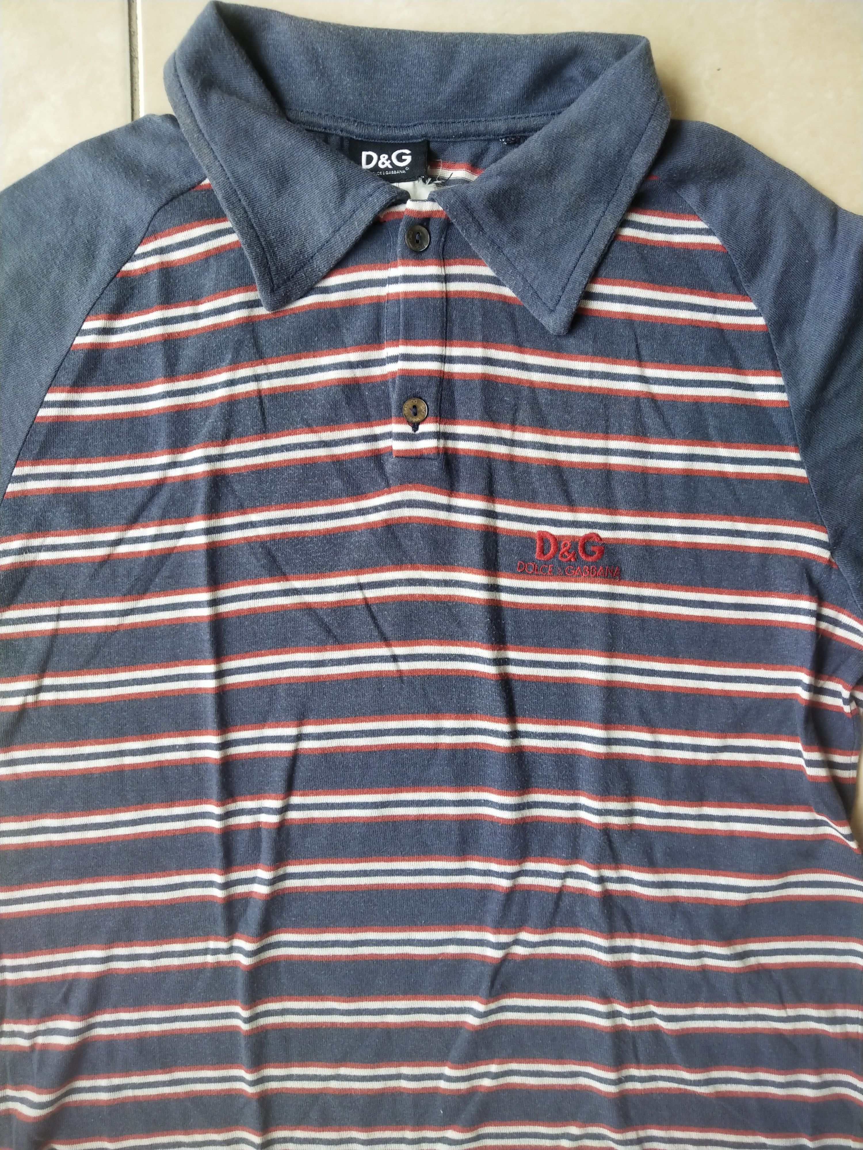 Dolce & Gabbana 2000s D&G Dolce & Gabbana Striped Raglan Polo Shirt Size M / US 6-8 / IT 42-44 - 2 Thumbnail