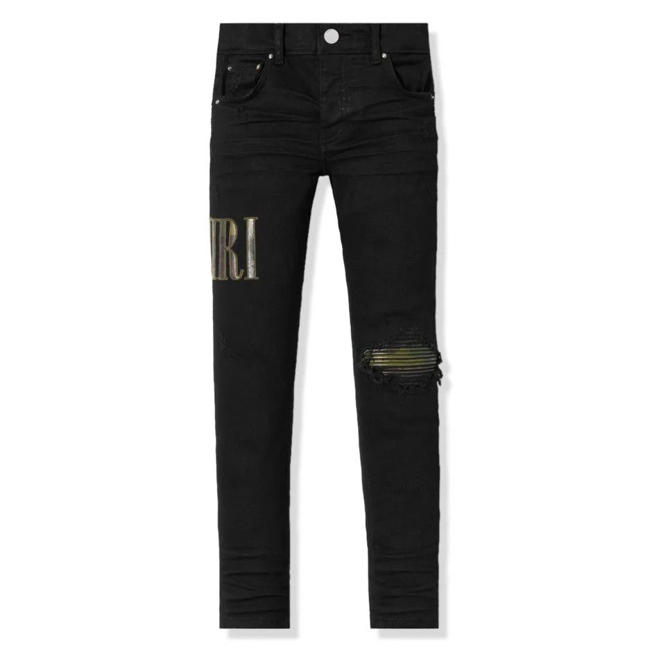 Amiri o1gr1nt0824 Kids Camo Applique Denim in Black Size US 35 - 1 Thumbnail