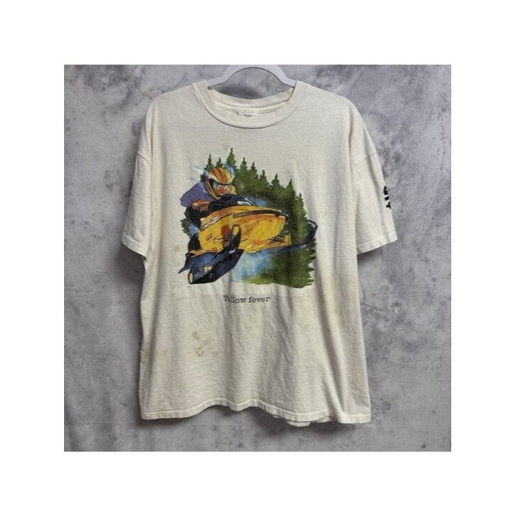 Vintage Vintage Yellow Fever Snowmobile T Shirt Mens XL White Y2k Size US XL / EU 56 / 4 - 2 Thumbnail