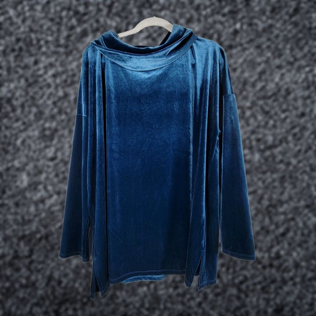 Jones New York Jones New York Velour Cowl Neck Top & Pant 2 Pc Set Blue XXL Regular Inseam 32" Women Velour 2XL Size XXL / US 16-18 / IT 52-54 - 1 Thumbnail