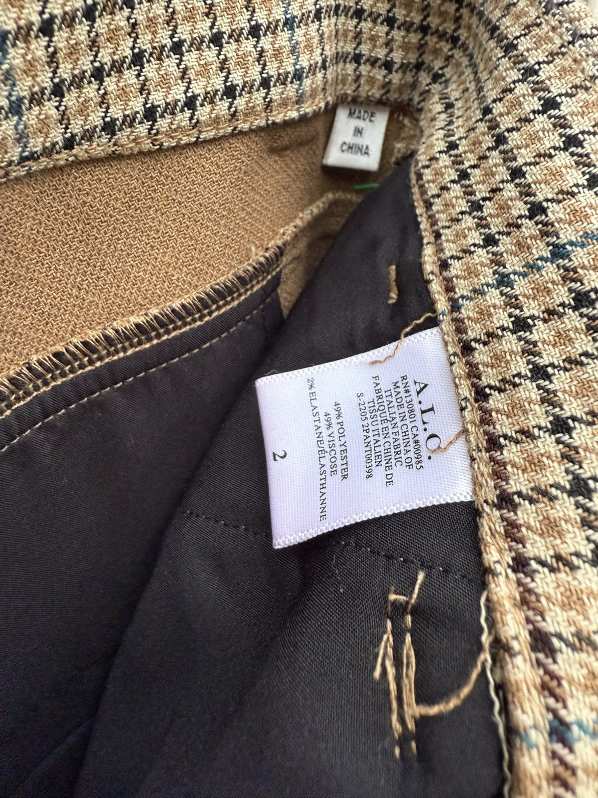 A.L.C. A.L.C. Women’s Edwin Pants Tan Split Leg Houndstooth Size 2 Size 26" / US 2 / IT 38 - 12 Thumbnail