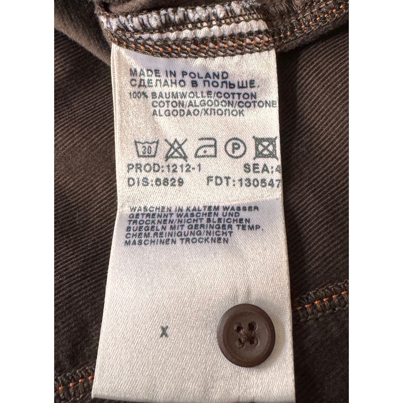Hugo Boss BOSS Corduroy Button-Up | Brown with Orange Stitching Size US S / EU 44-46 / 1 - 3 Thumbnail