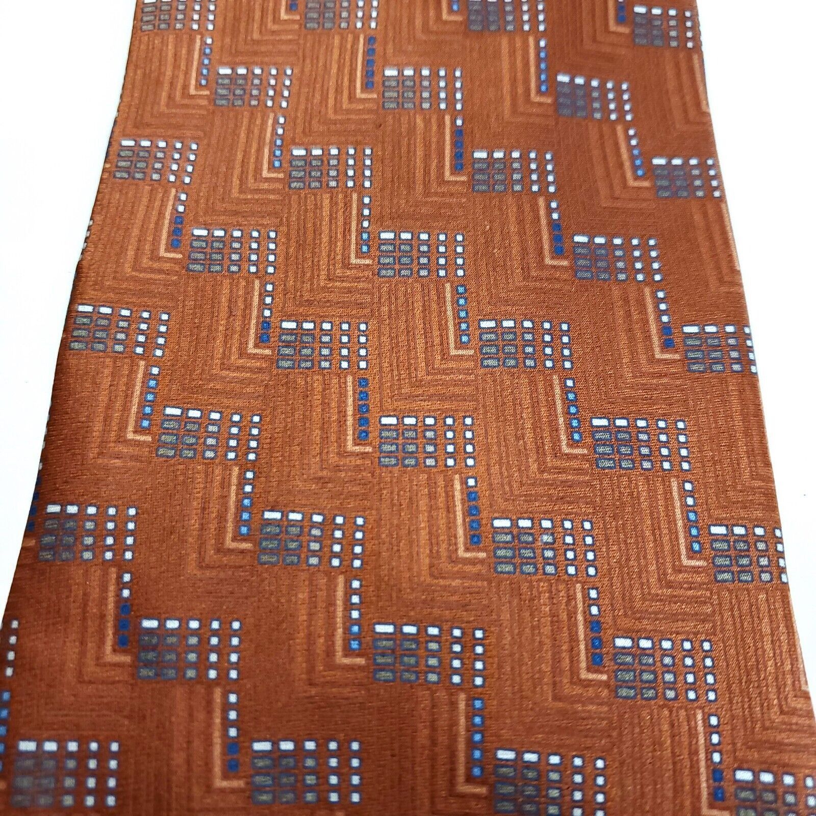 Croft & Barrow Croft & Barrow Orange Geometric Print Wide Silk Tie Size ONE SIZE - 2 Thumbnail