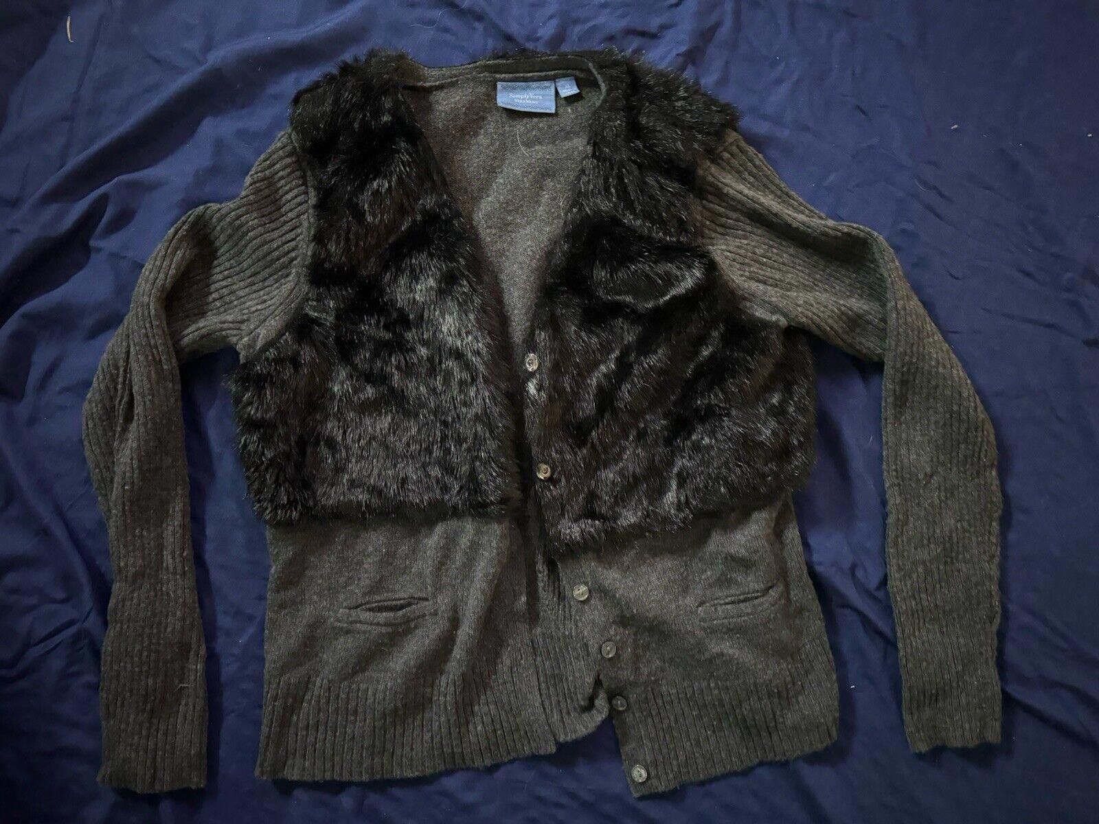 Designer Simply Vera Women’s XL Cardigan With Fur Size XL / US 12-14 / IT 48-50 - 1 Thumbnail