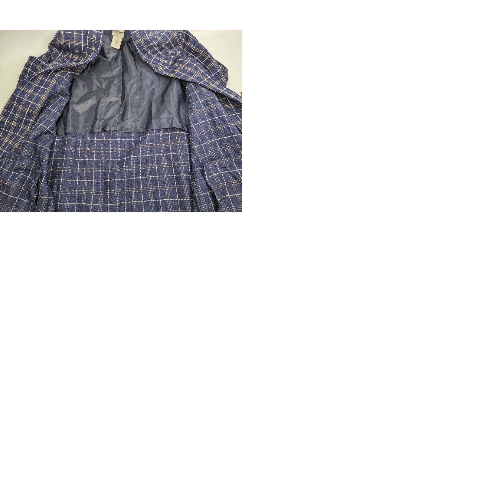 Vintage VINTAGE Bentley Blazer Light Weight Linen Jacket Plaid Blue Size Large one Button Ladies Blue Plaid Blazer Women L Jacket Linen Blazer Size L / US 10 / IT 46 - 9 Thumbnail