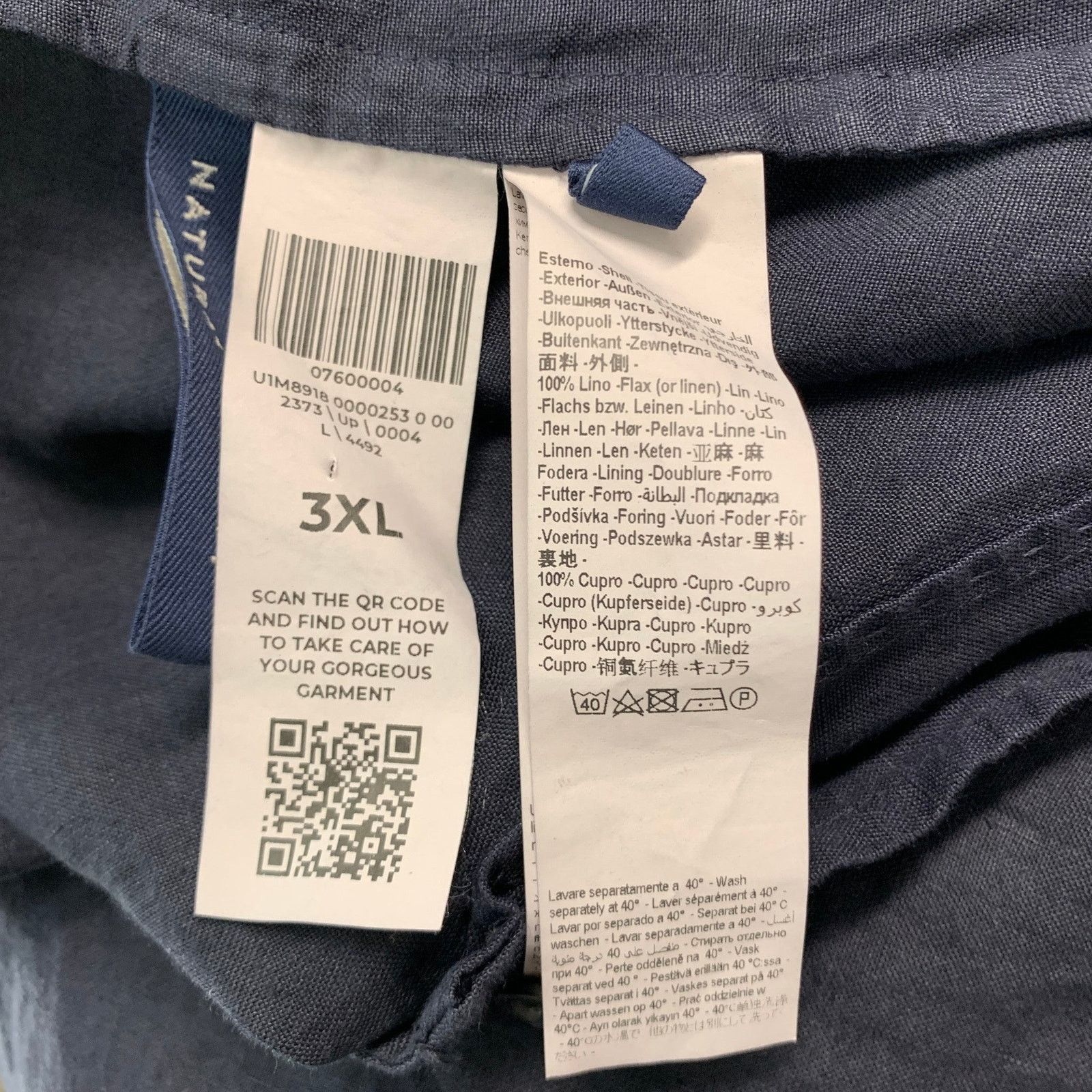 120% Lino 120% LINO Size 46 Navy Linen Notch Lapel Sport Coat Size 46R - 7 Thumbnail