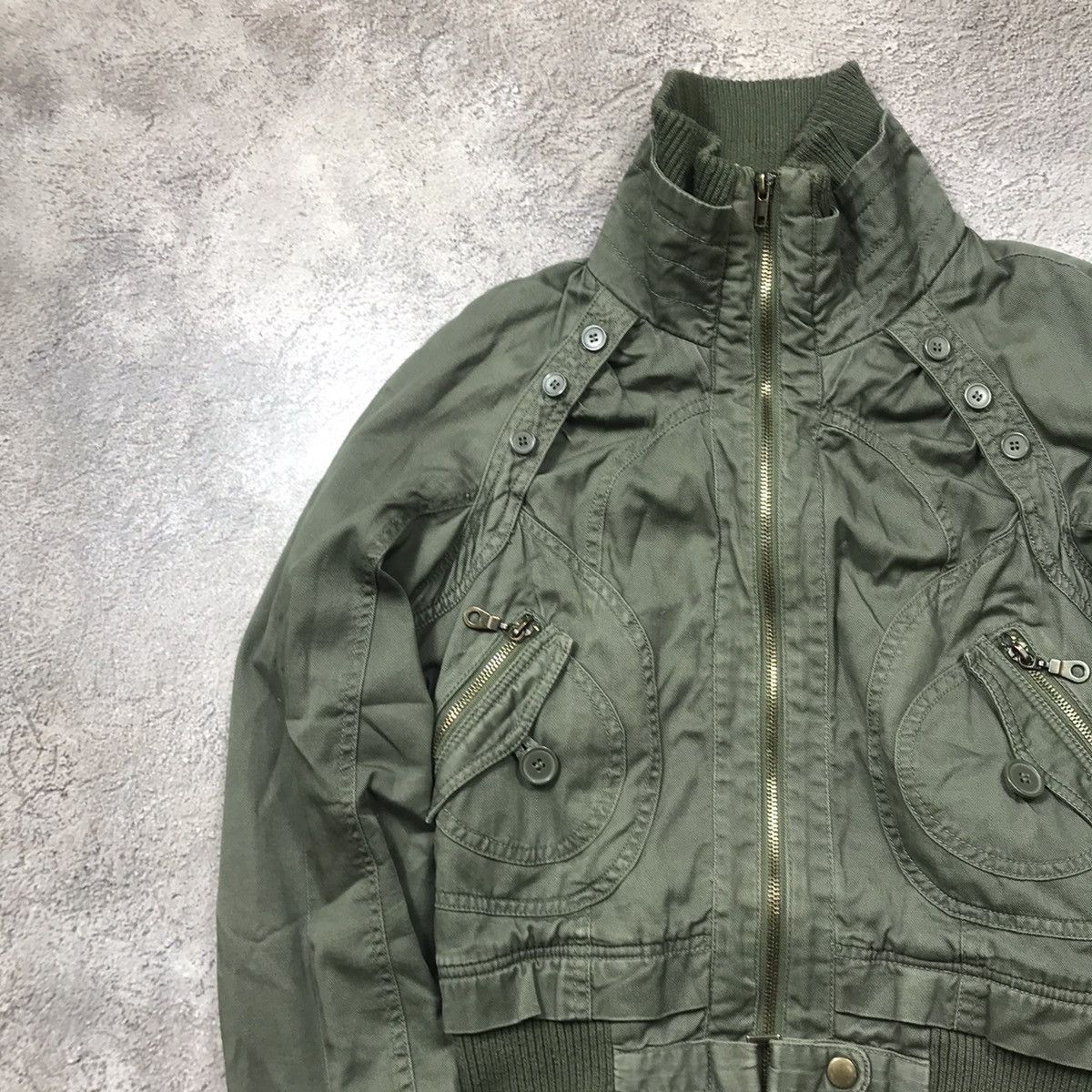 Vintage Vintage 90s Military Bomber Jacket Olive Y2K Streetwear M Size M / US 6-8 / IT 42-44 - 2 Thumbnail
