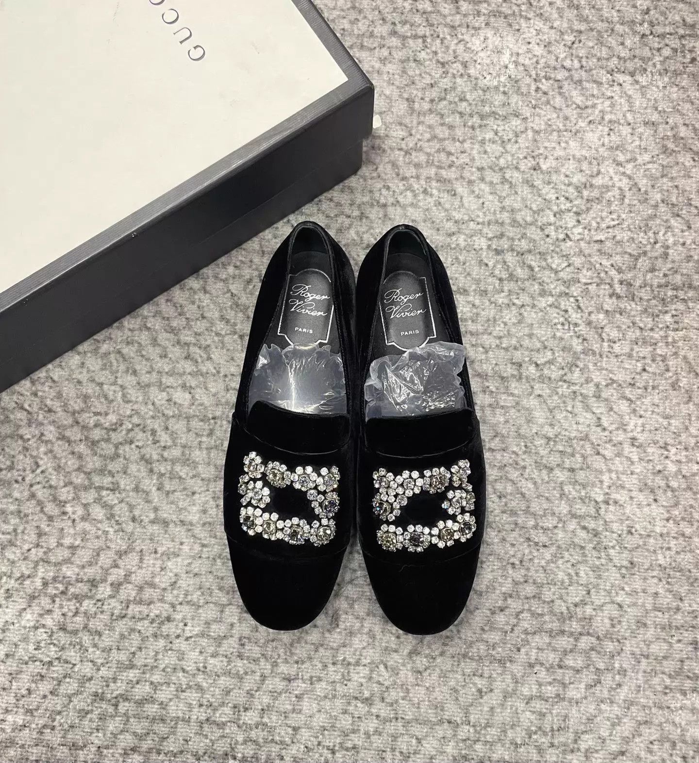 Roger Vivier RV Suede Square Crystal Loafer 37 Slip-on Casual Commuter Size US 6.5 / IT 36.5 - 1 Thumbnail