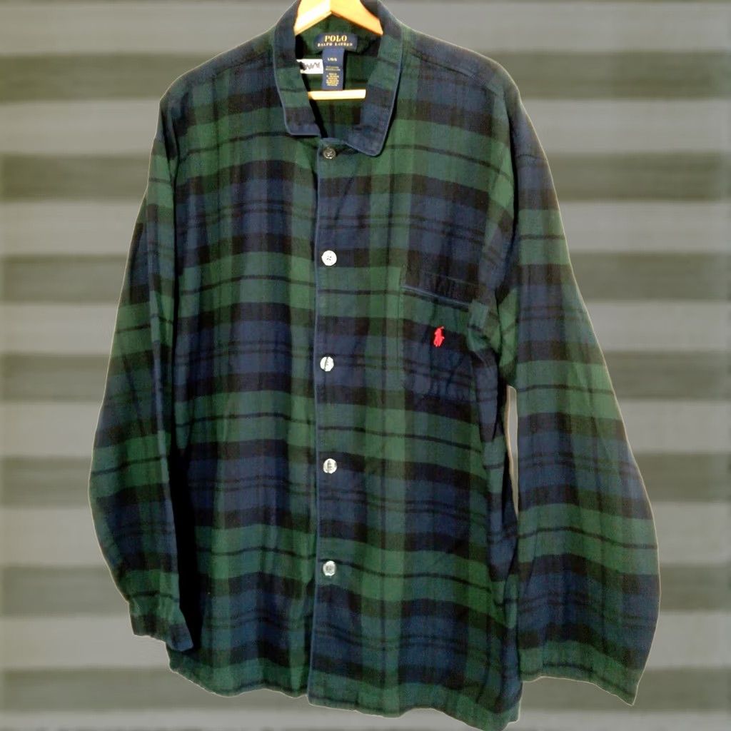 Polo Ralph Lauren VINTAGE Polo Ralph Lauren Pajama Top Shirt Men L Blackwatch Tartan Flannel Read Size US L / EU 52-54 / 3 - 1 Thumbnail