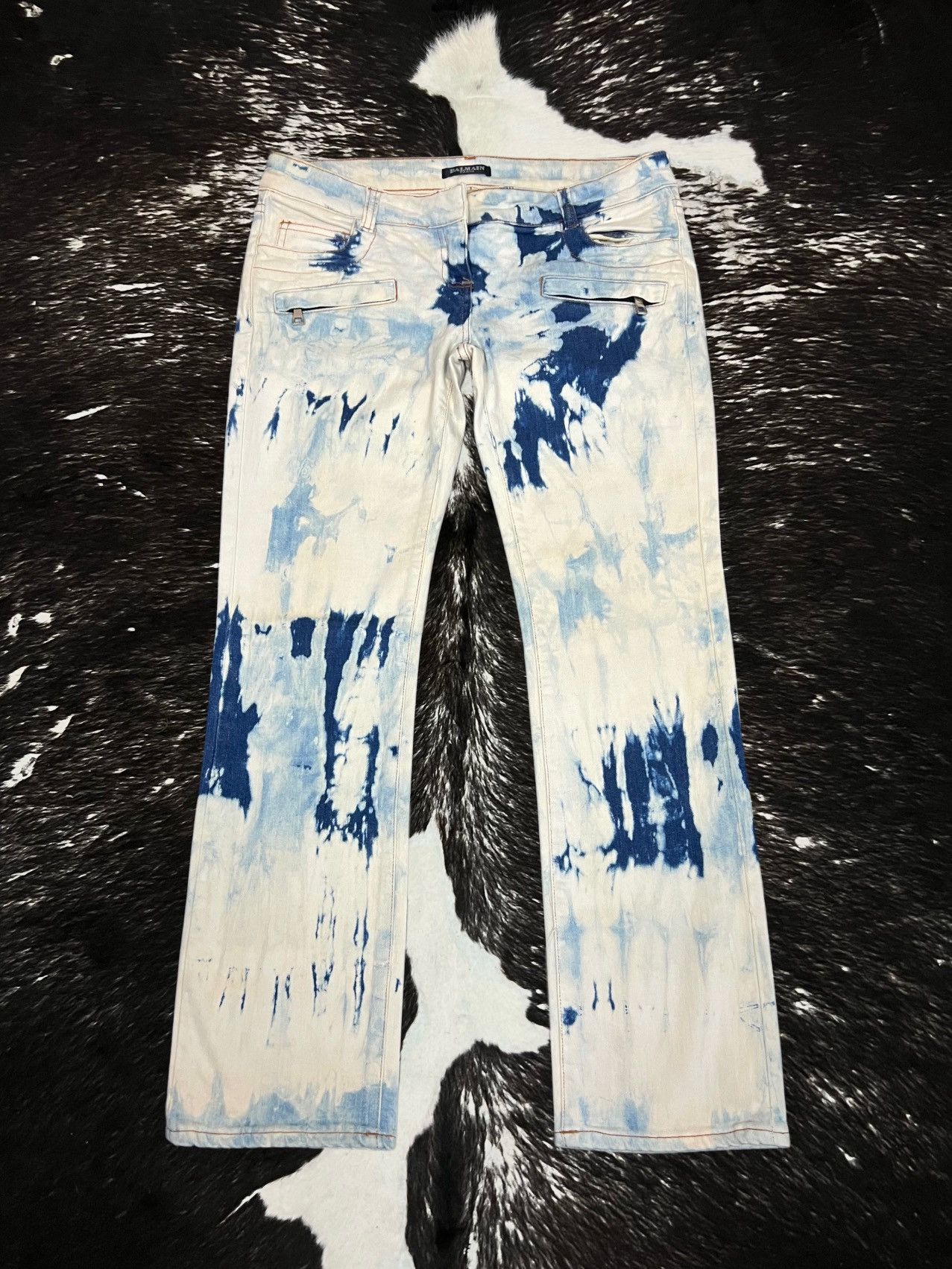 Balmain Balmain by Decarnin SS11 Tie-Dye Runway Biker Denim Jeans Size US 30 / EU 46 - 2 Thumbnail