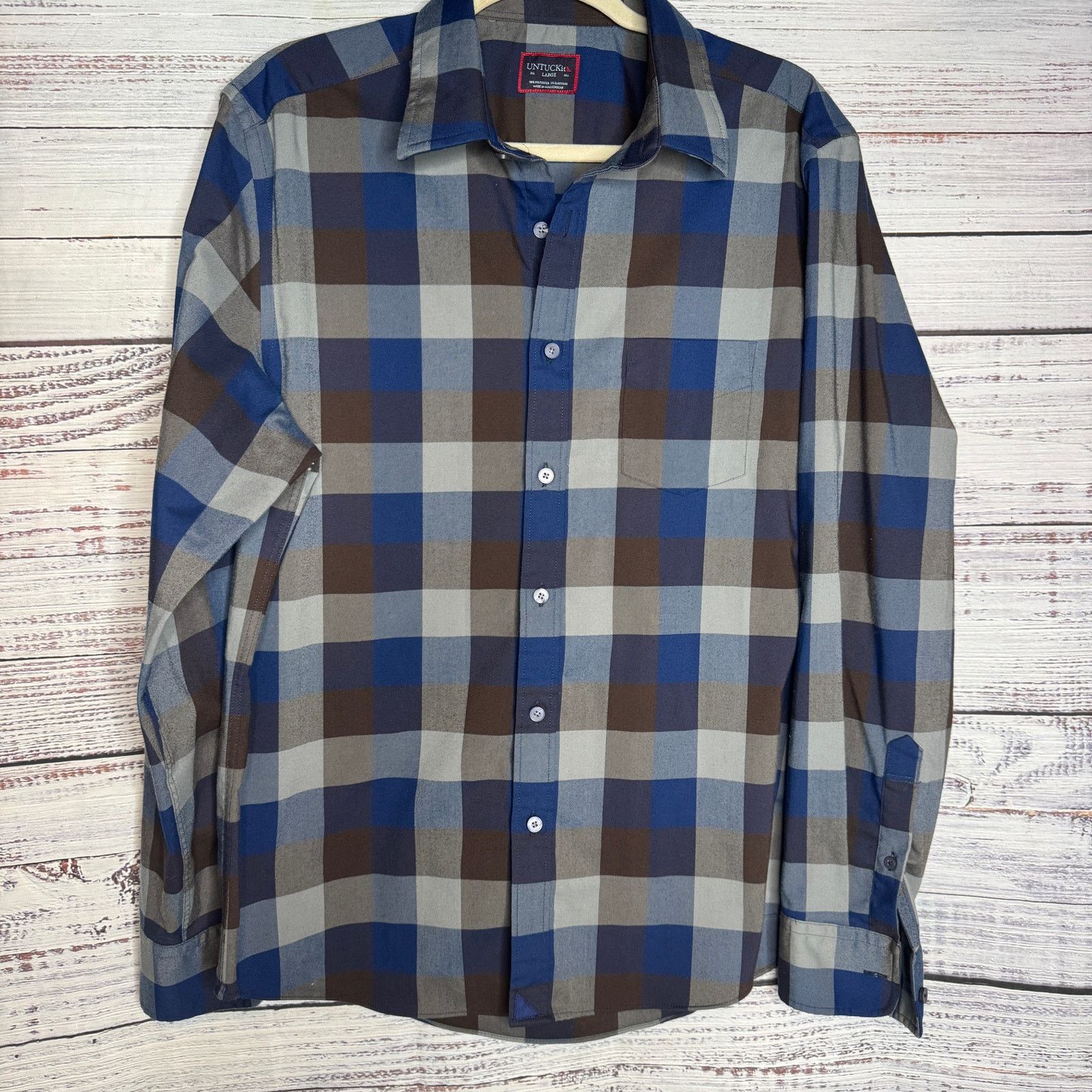 UNTUCKit UNTUCKit Piemonte Slim Fit Performance Dress Shirt Blue Lg Size US L / EU 52-54 / 3 - 1 Thumbnail