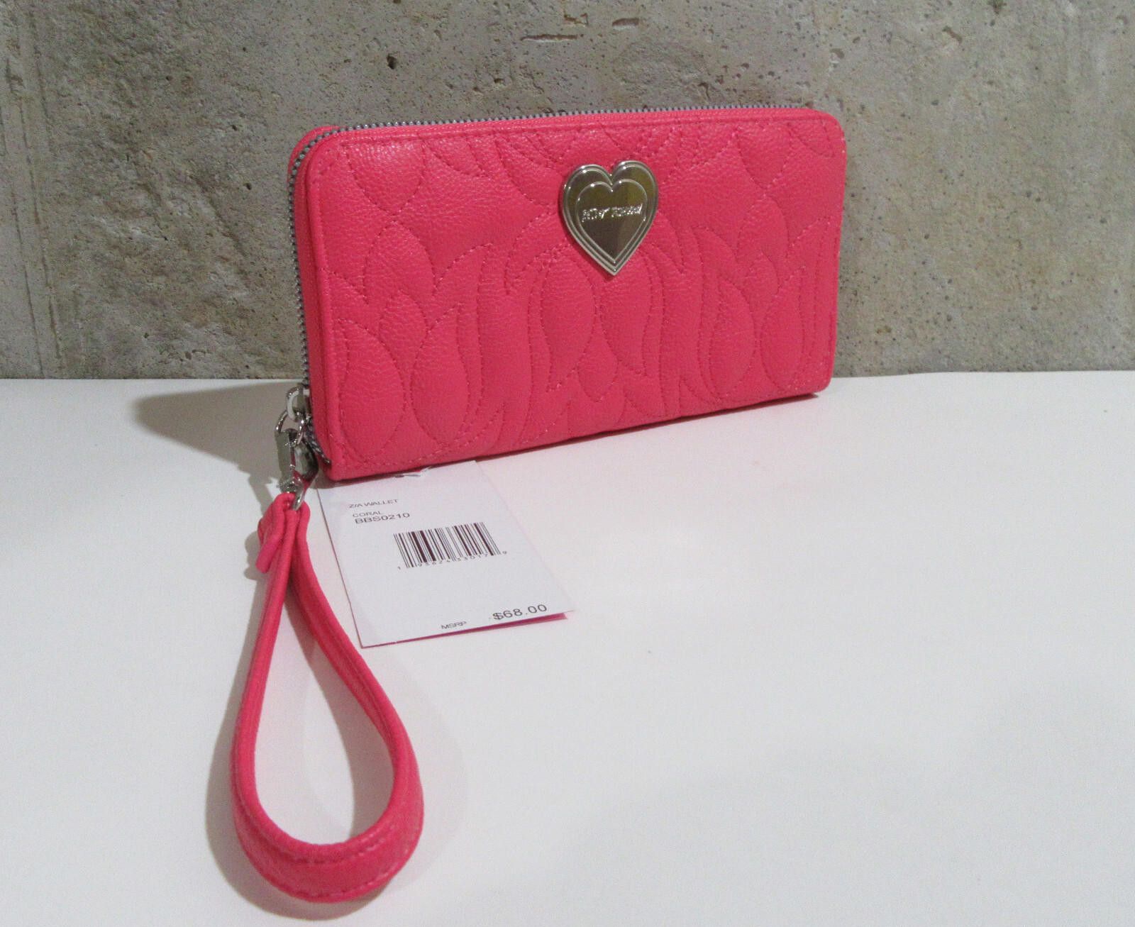 Designer Betsey Johnson Zip Around Wallet Puffy Flowers Coral Pink Size ONE SIZE - 4 Thumbnail