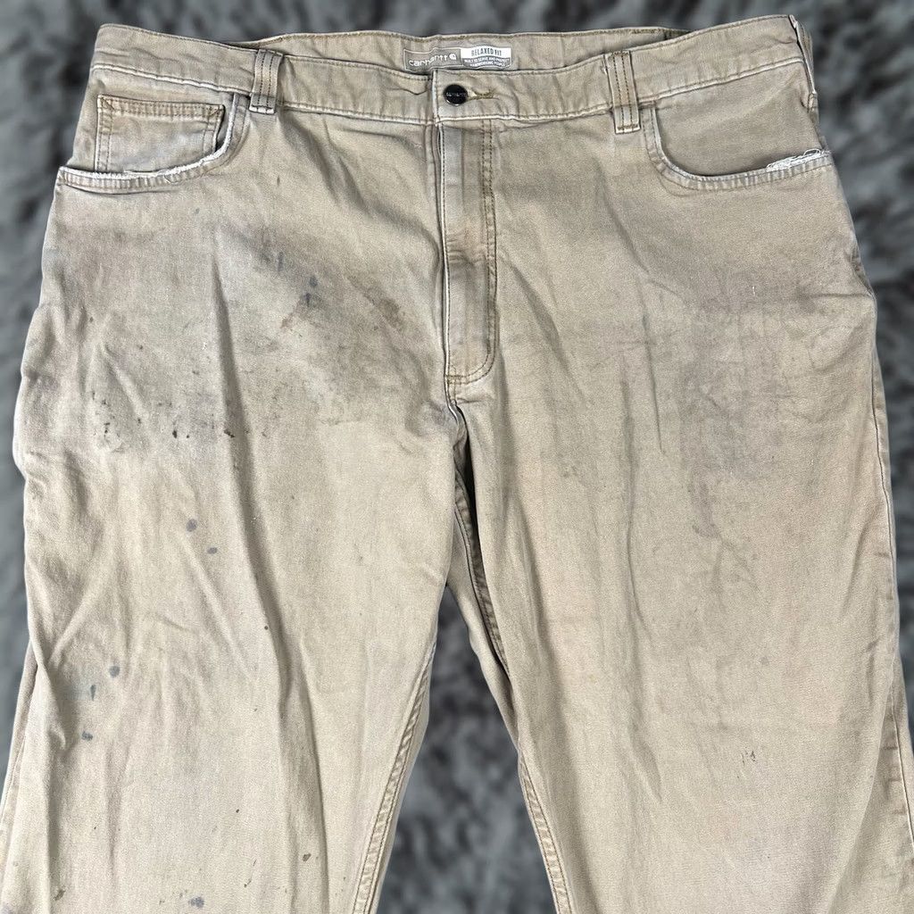 Carhartt Carhartt Jeans Mens 42x30 Relaxed Fit Distressed Brown Canvas 5-Pocket Workwear 102517-918 Size US 42 / EU 58 - 1 Thumbnail