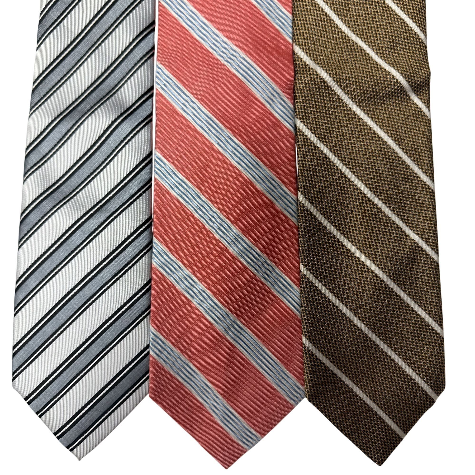 Jos. A. Bank 3 pc Designer SKINNY Necktie LOT Silk MODERN Stripe Ties Size ONE SIZE - 1 Thumbnail