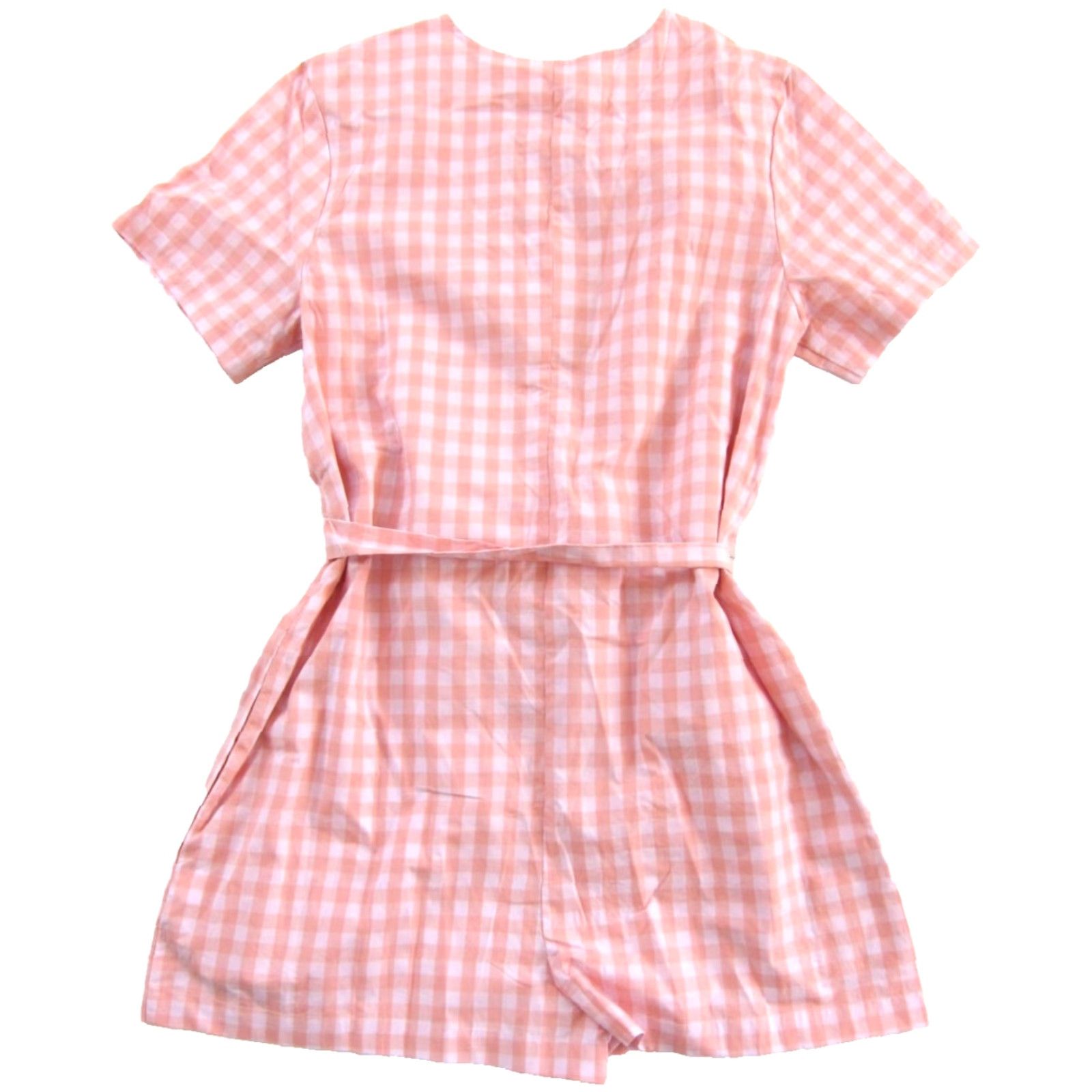 Vintage ban. do Pink Plaid Jumpsuit Pocket Short Sleeve Romper L Size 36" / US 14 / IT 50 - 3 Thumbnail